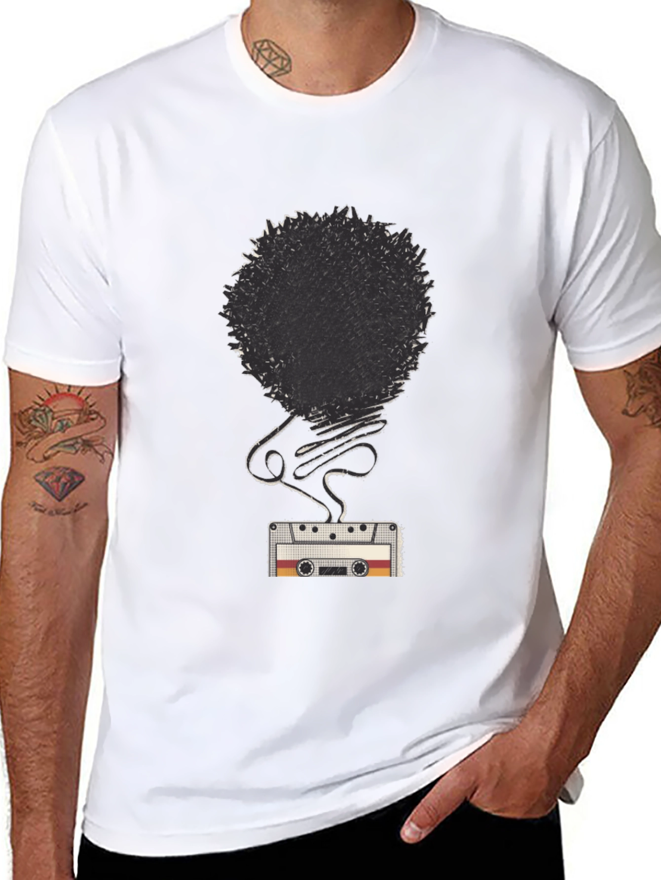 Retro Cassette Tape Afro Graphic T-Shirt
