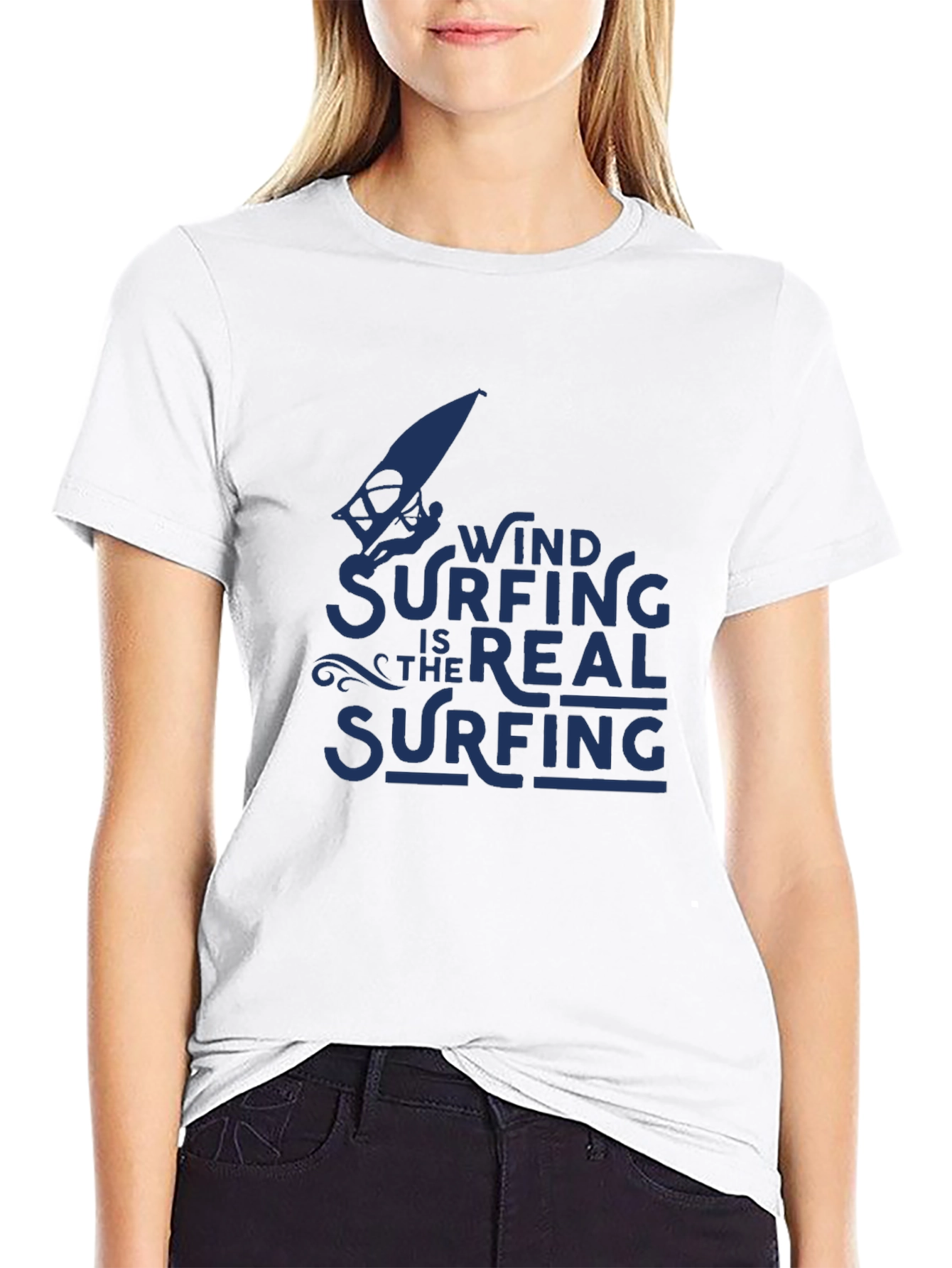 Windsurfing is the Real Surfing Black T-Shirt