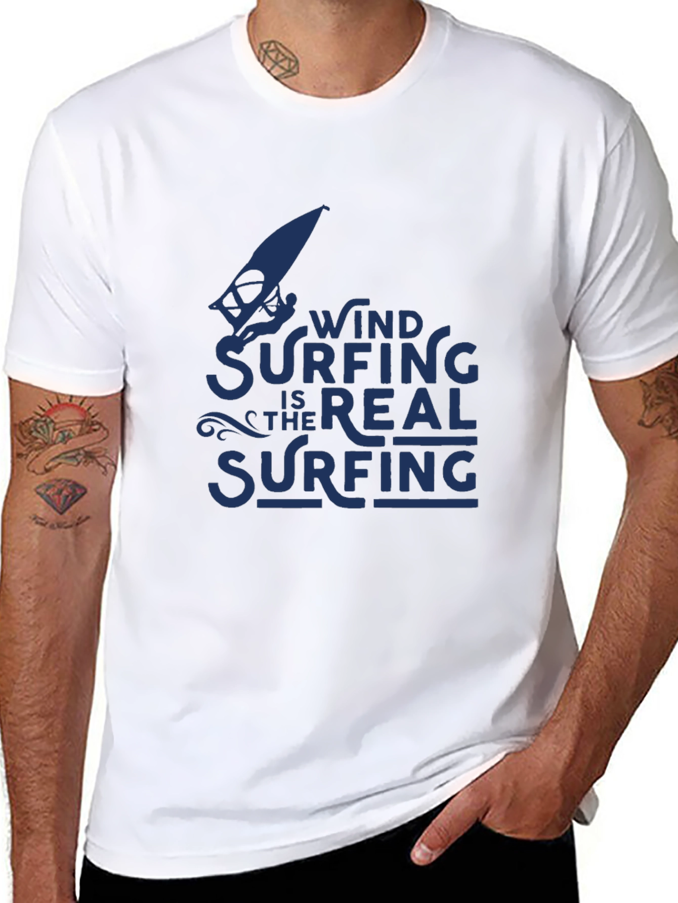 Windsurfing is the Real Surfing Black T-Shirt
