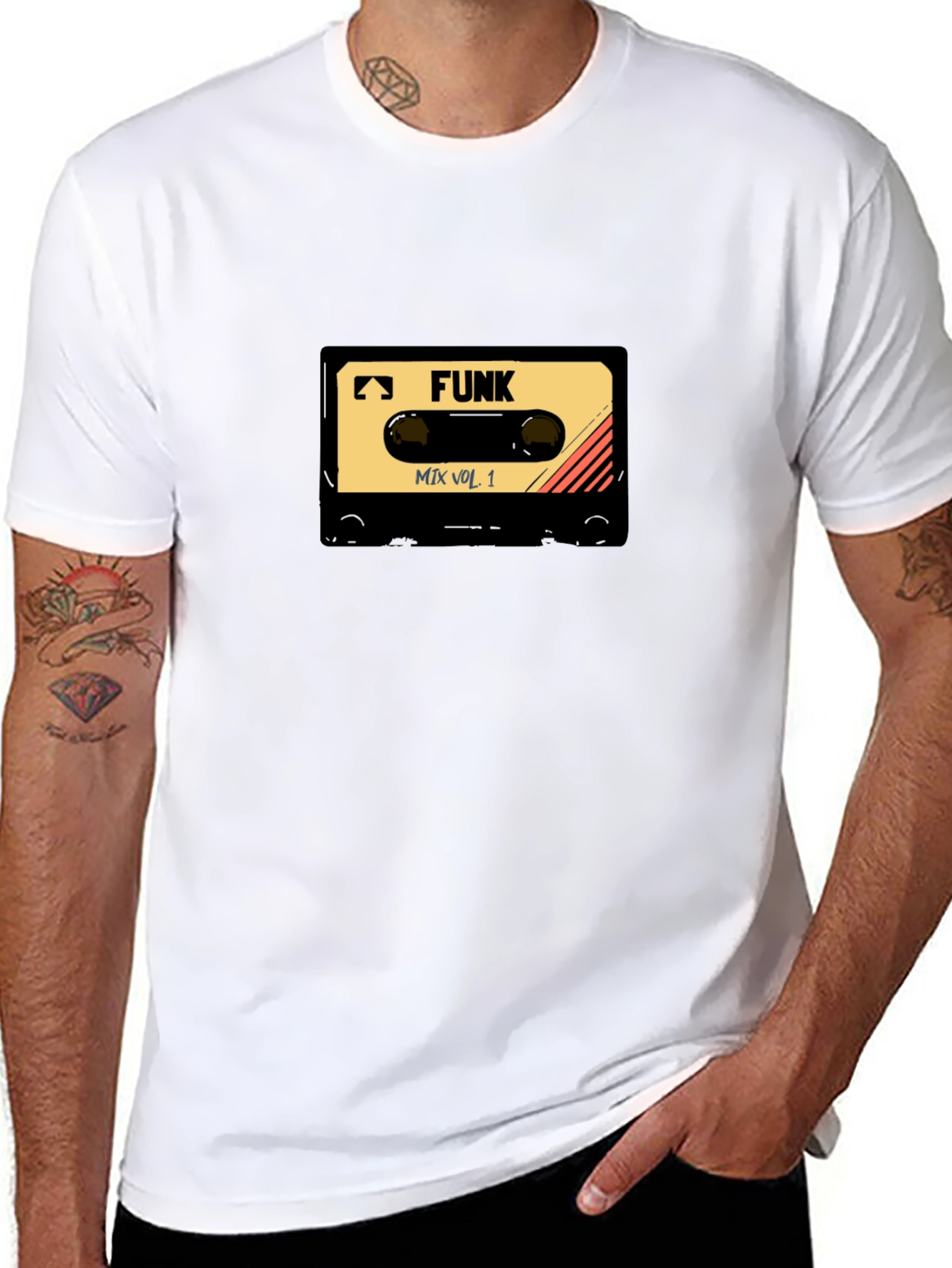 Retro Funk Mix Tape Graphic T-Shirt - Black