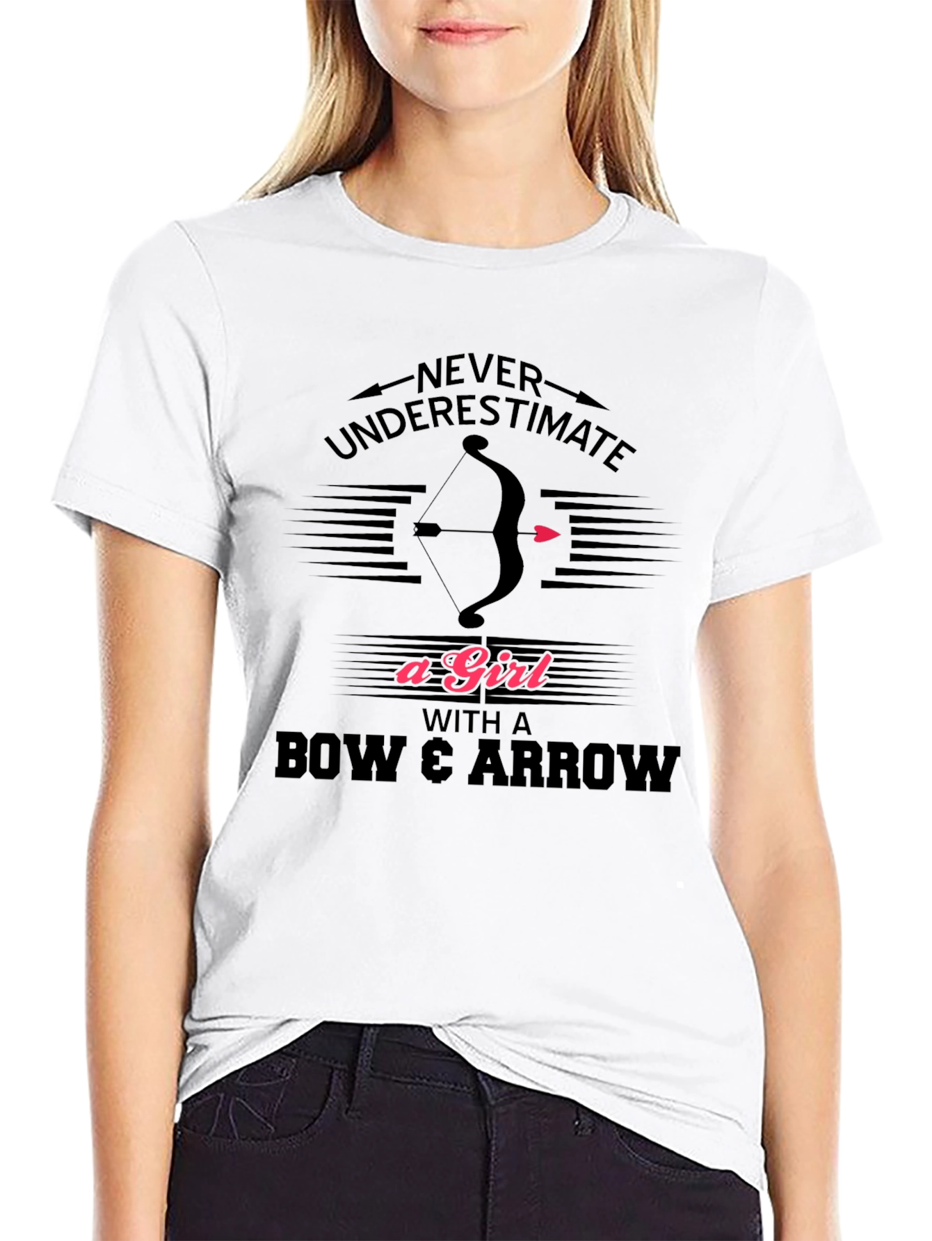 Never Underestimate A Girl Bow Arrow T-Shirt
