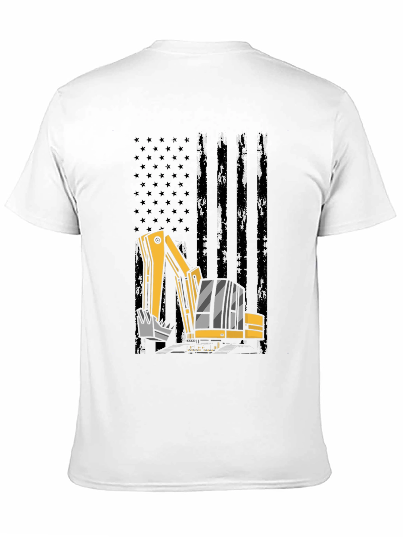 Excavator American Flag Mens Black T-Shirt