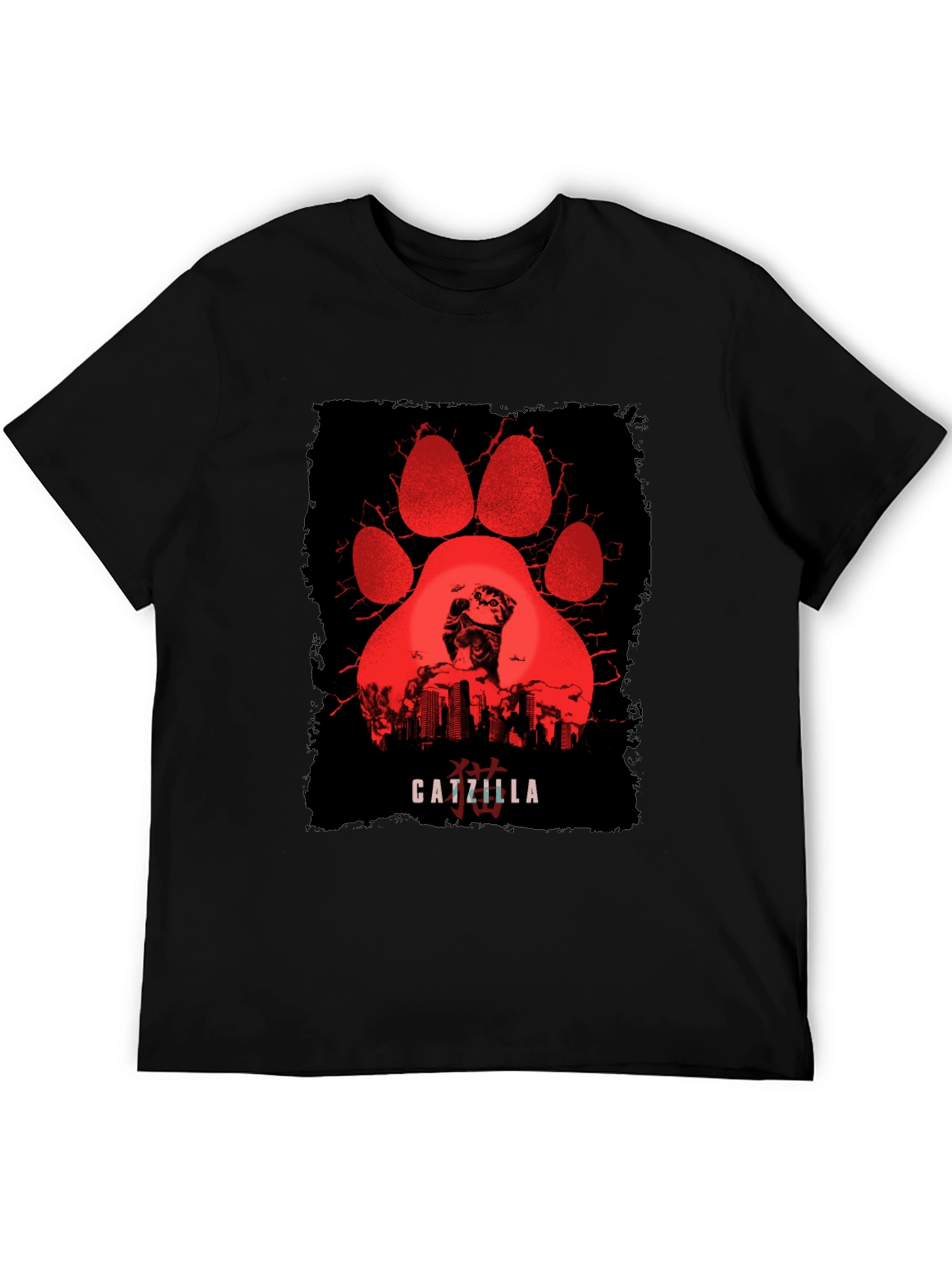 Catzilla T-Shirt - Red Paw Graphic