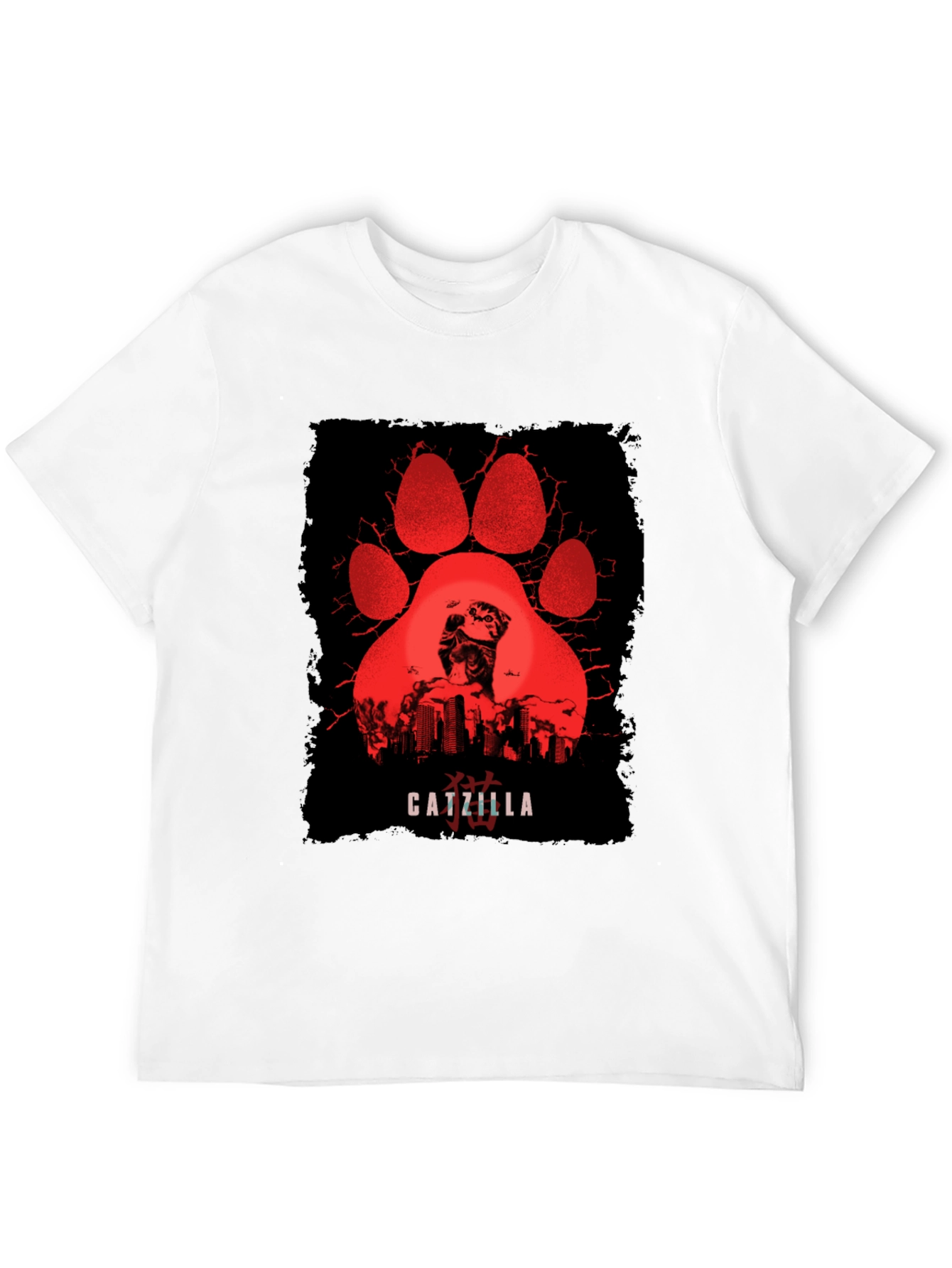 Catzilla T-Shirt - Red Paw Graphic
