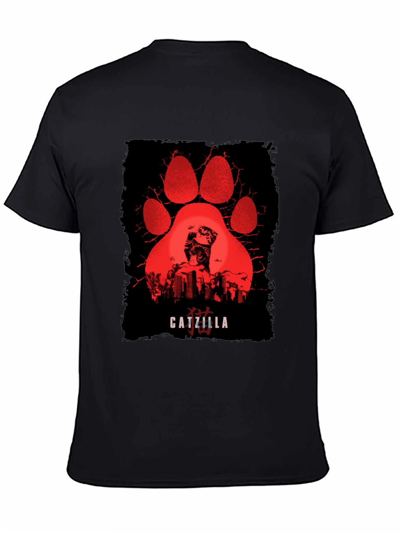Catzilla T-Shirt - Red Paw Graphic