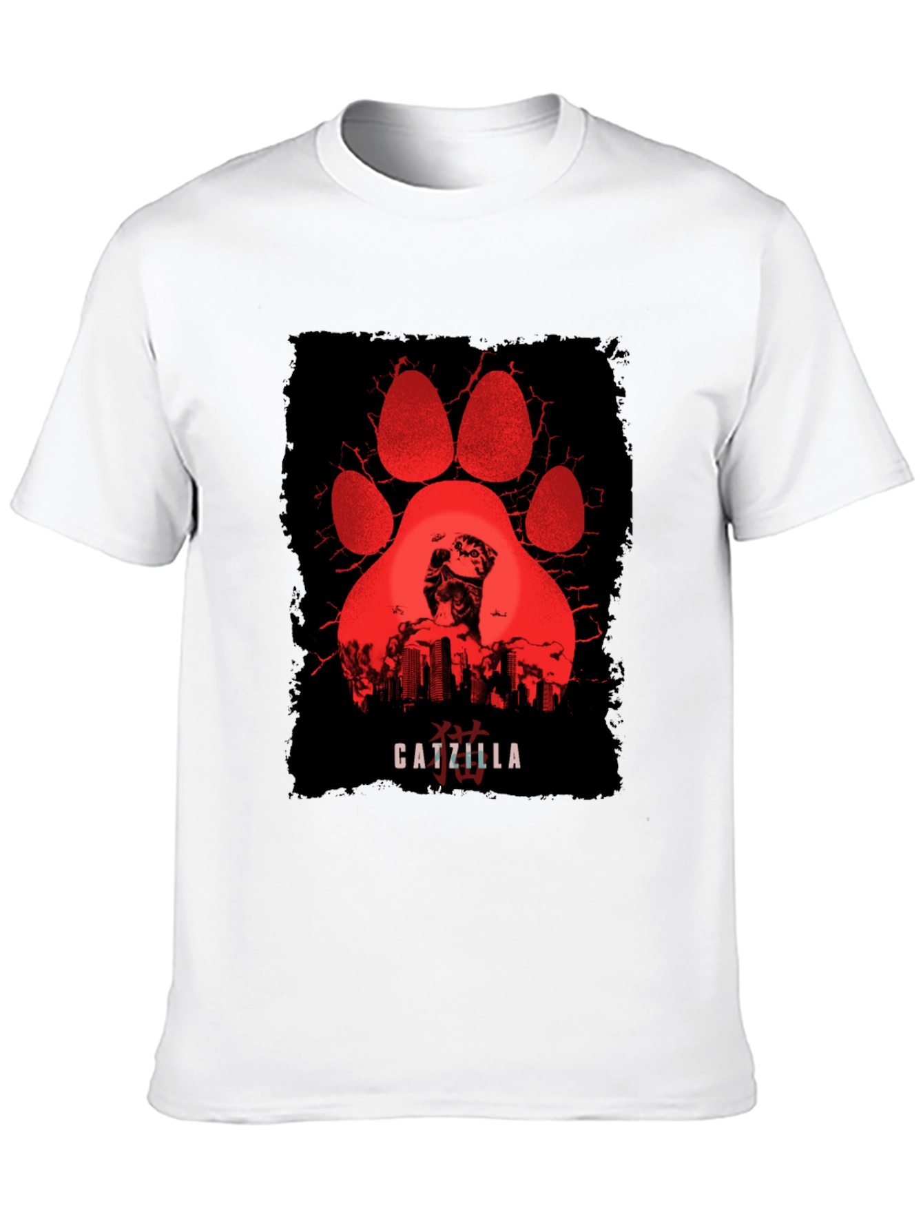 Catzilla T-Shirt - Red Paw Graphic