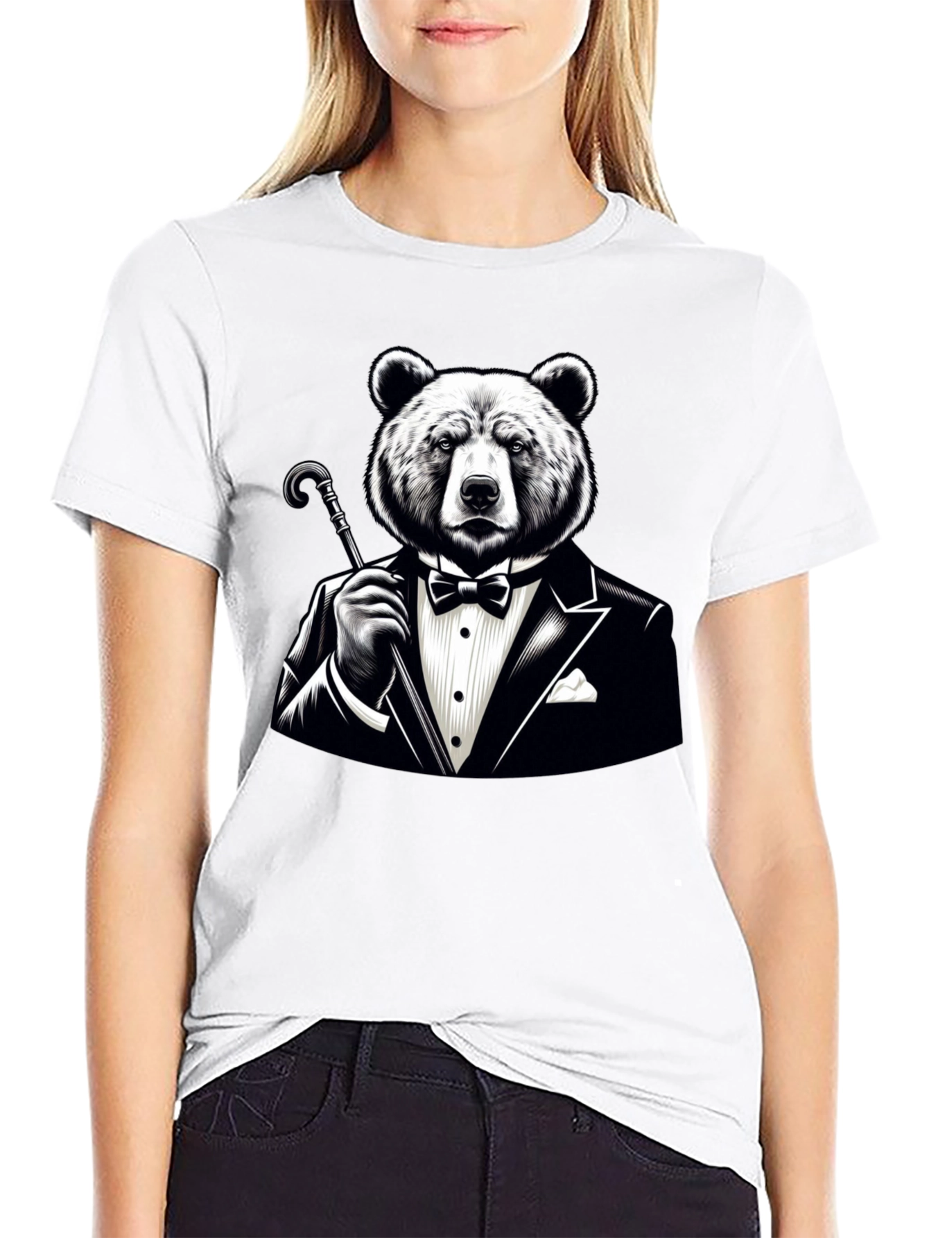 Bear in Tuxedo Graphic T-Shirt - Stylish Novelty Tee