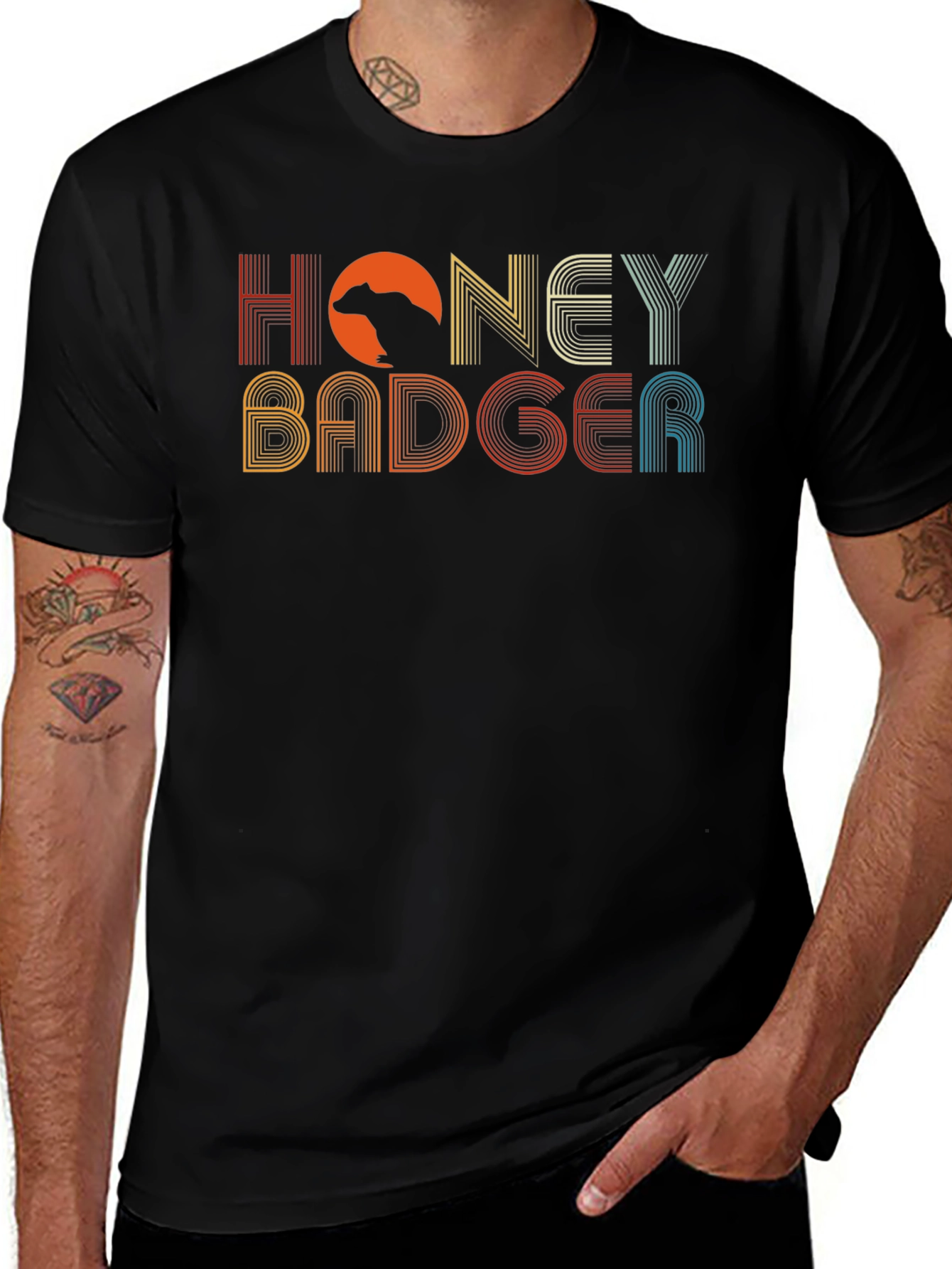 Retro Honey Badger Graphic T-Shirt