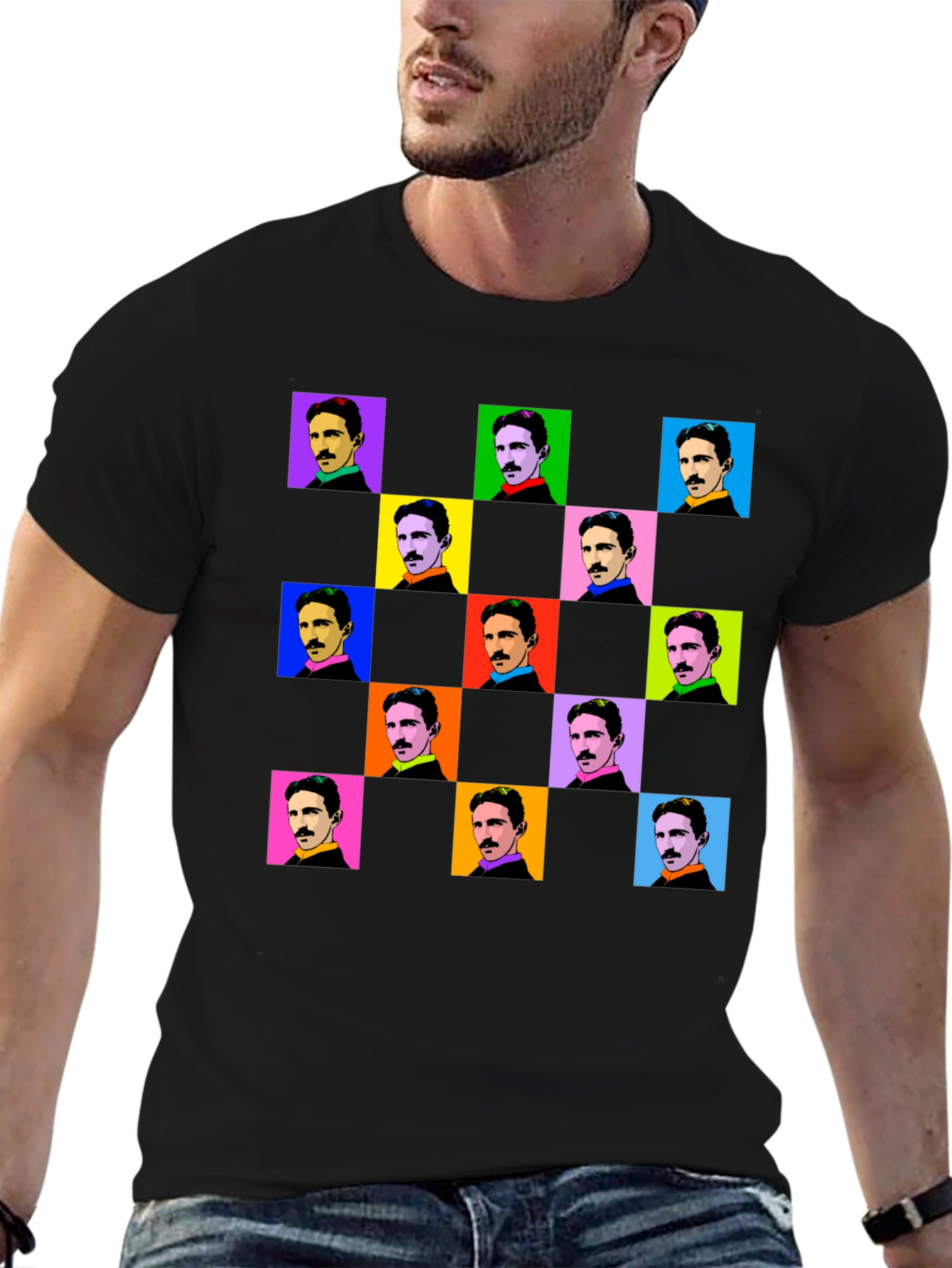 Nikola Tesla Pop Art T-Shirt - Black