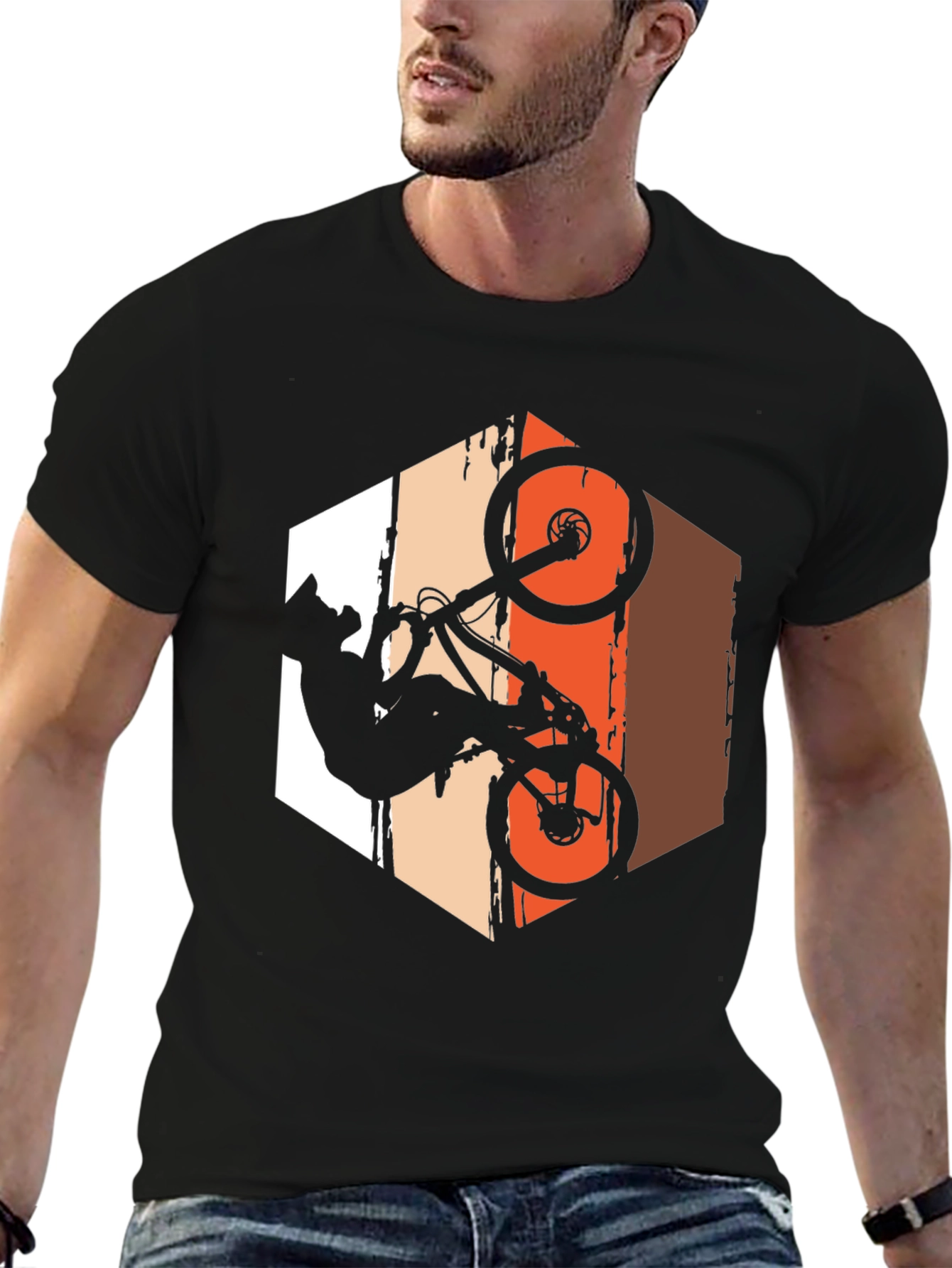 Mountain Bike Stunt T-Shirt - Rider Silhouette Graphic Tee