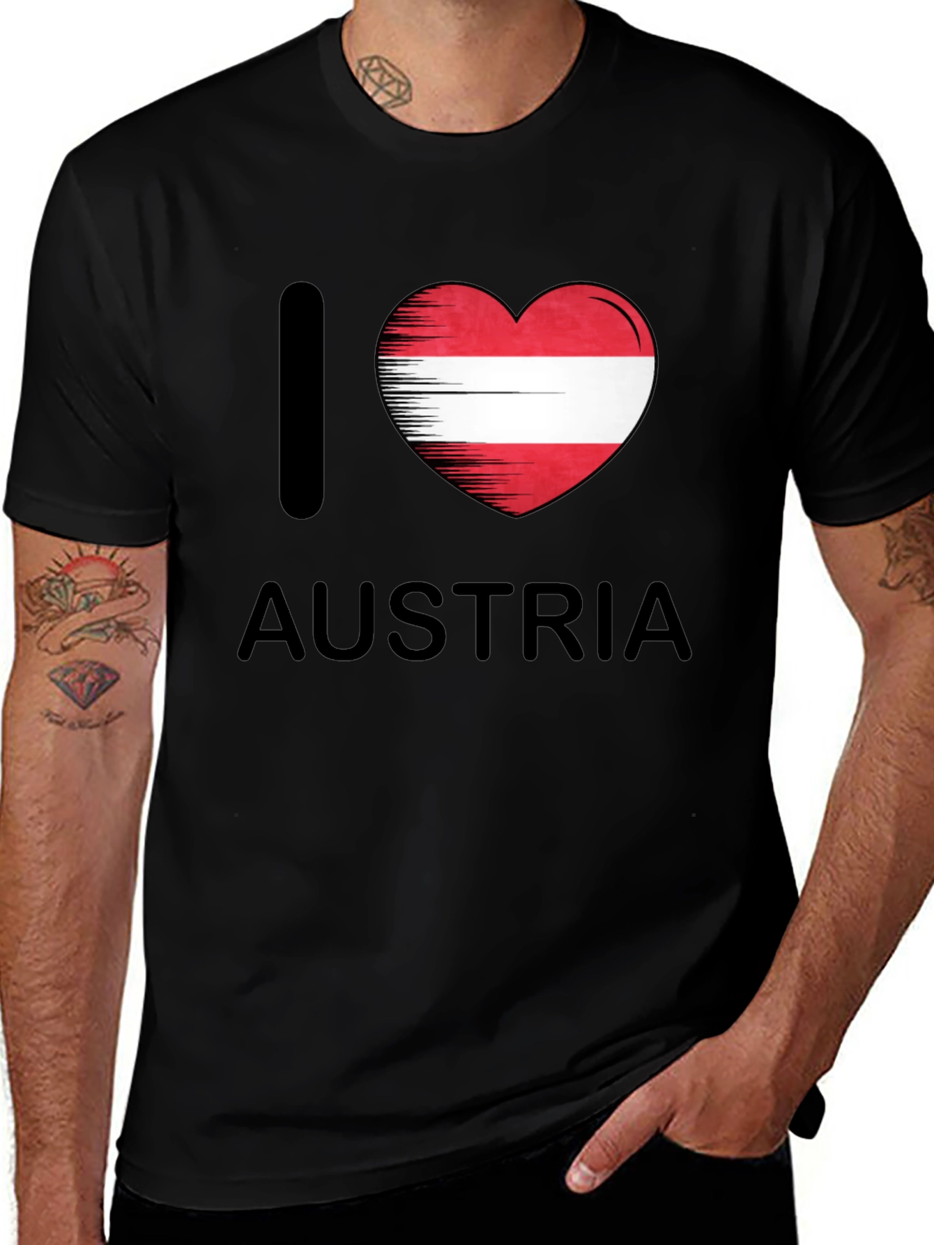 I Heart Austria T-Shirt - Austrian Flag Graphic Tee
