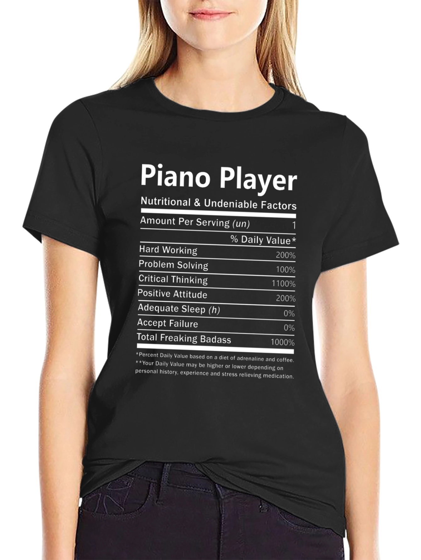 Piano Player Nutritional Facts T-Shirt