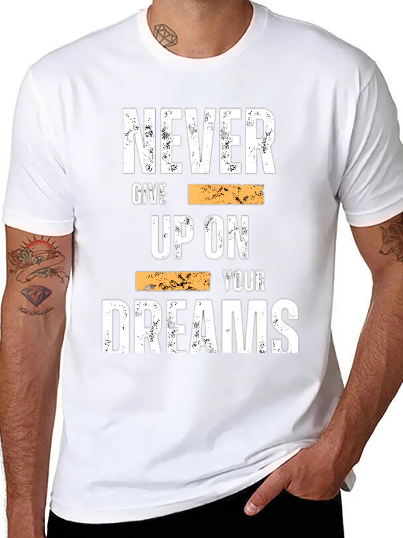 Inspirational Graphic Tee: Never Give Up On Your Dreams