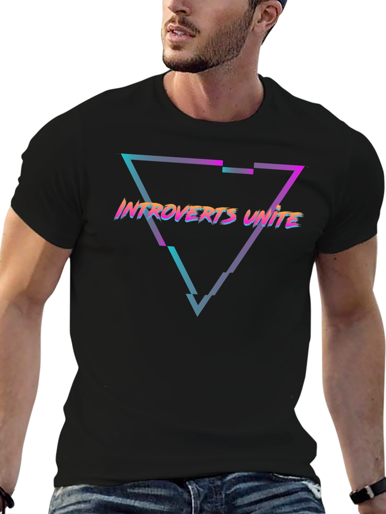 Introverts Unite Graphic Tee - Black Cotton T-Shirt