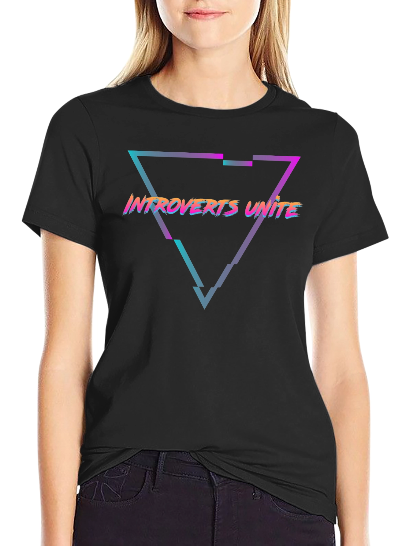 Introverts Unite Graphic Tee - Black Cotton T-Shirt