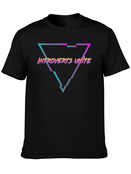 Introverts Unite Graphic Tee - Black Cotton T-Shirt