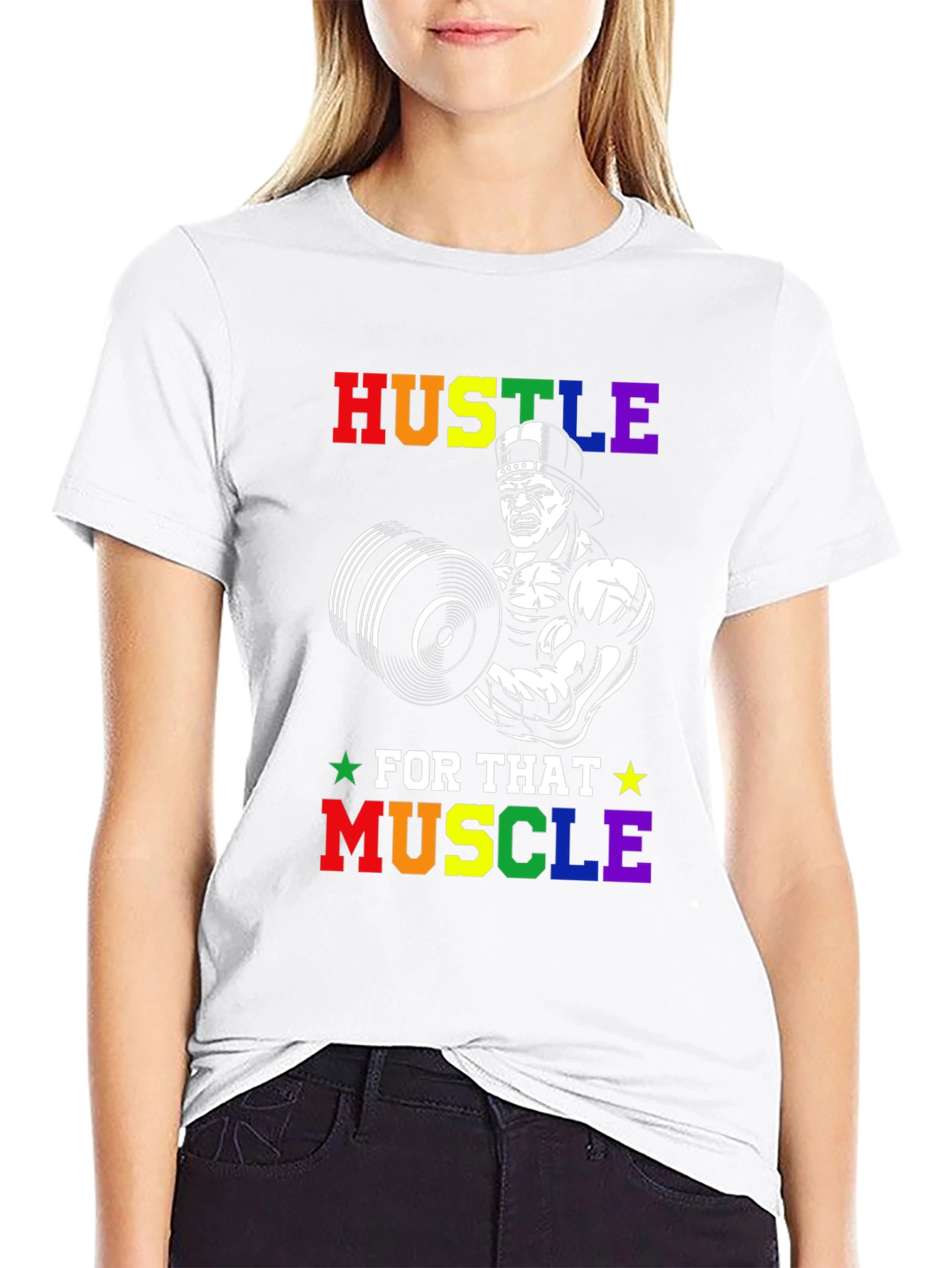 Hustle For That Muscle Weightlifting Graphic Tee