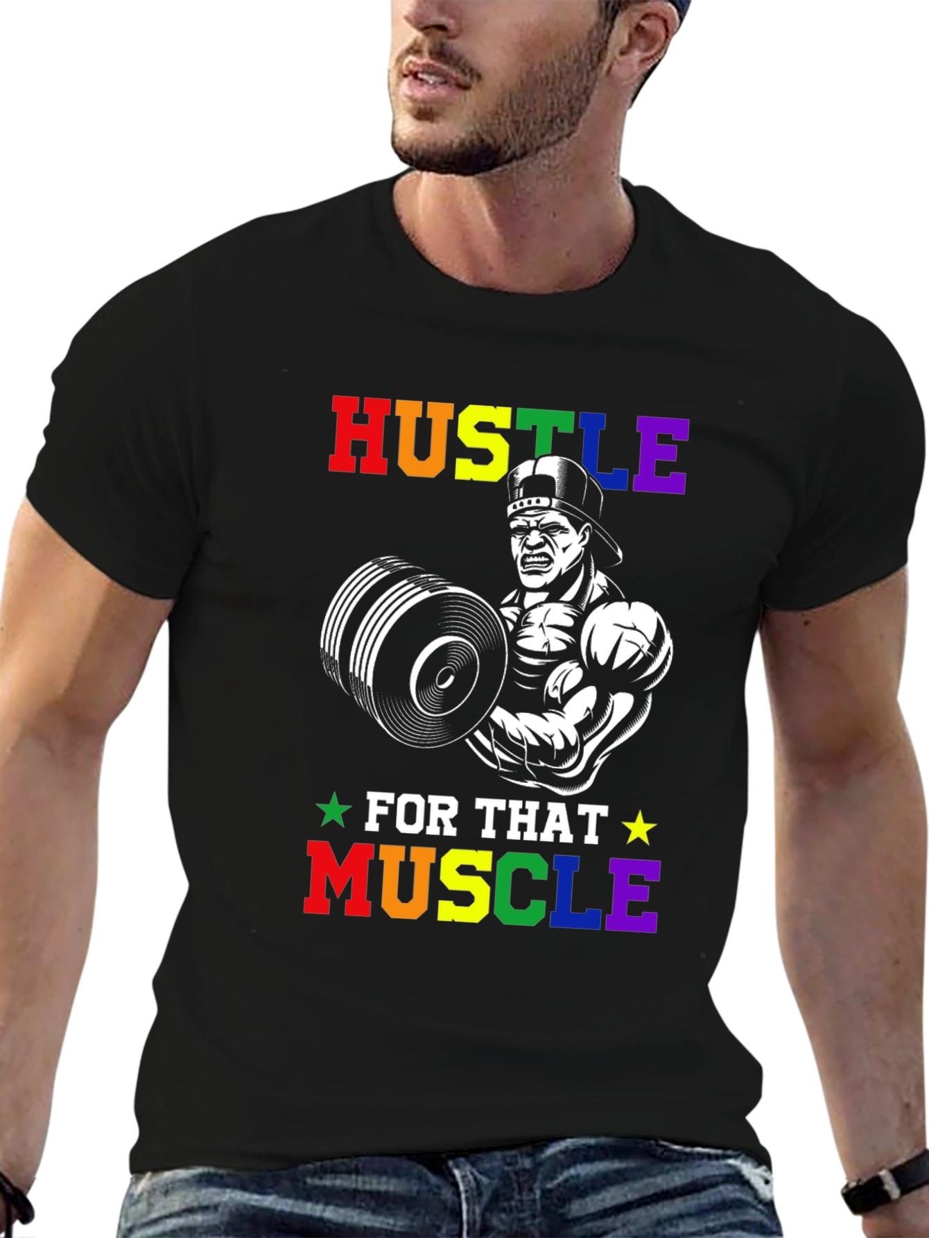 Hustle For That Muscle Weightlifting Graphic Tee