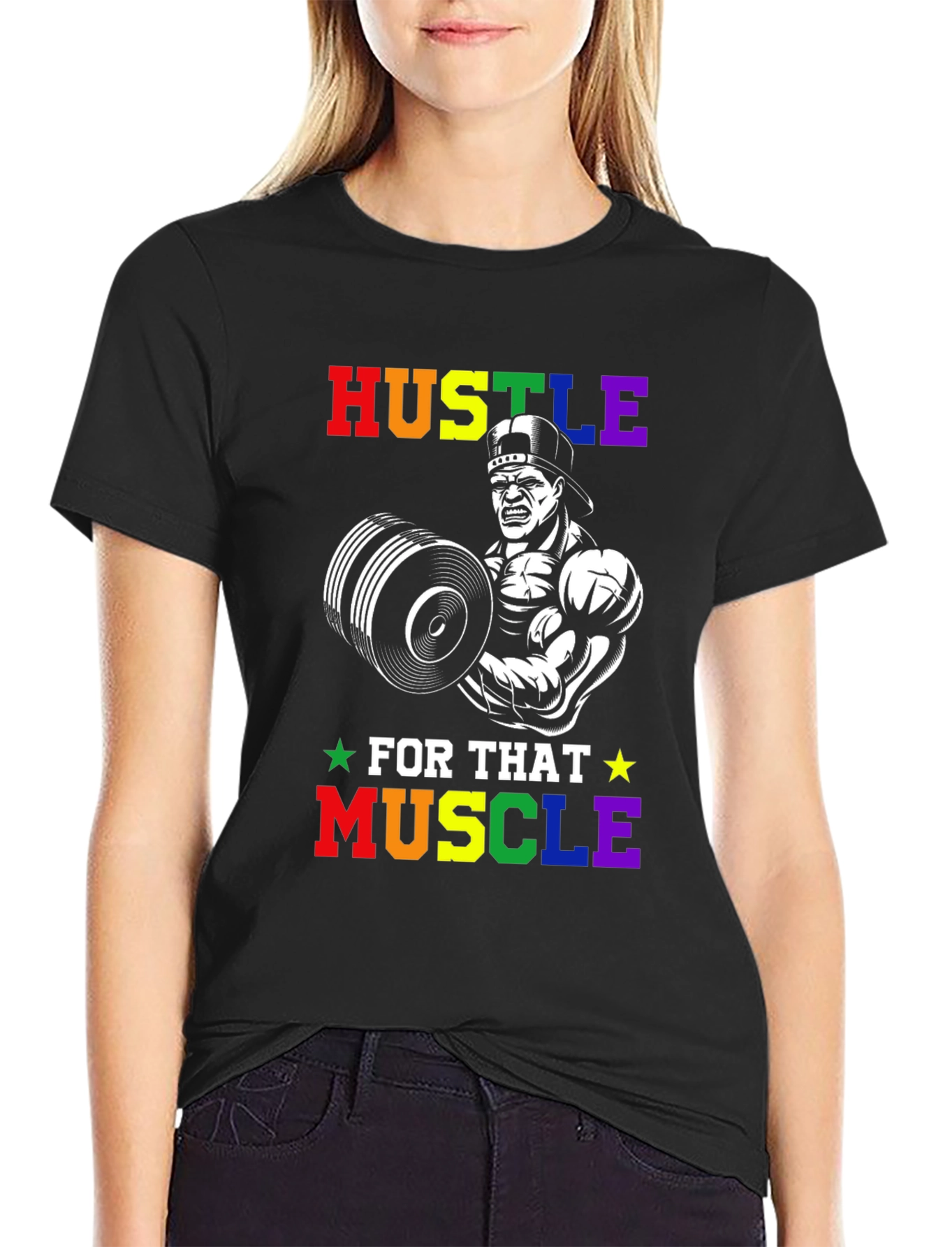 Hustle For That Muscle Weightlifting Graphic Tee