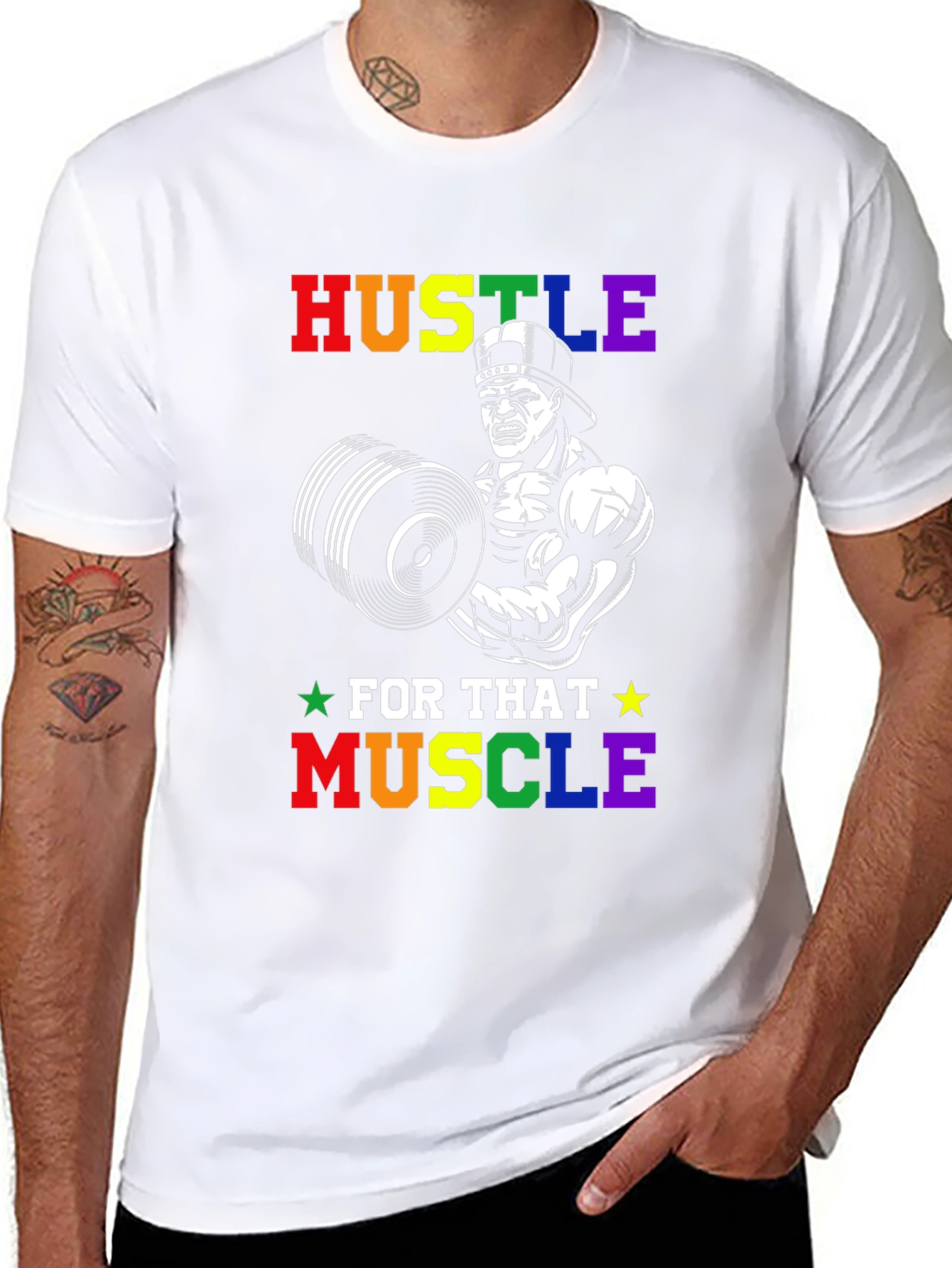 Hustle For That Muscle Weightlifting Graphic Tee