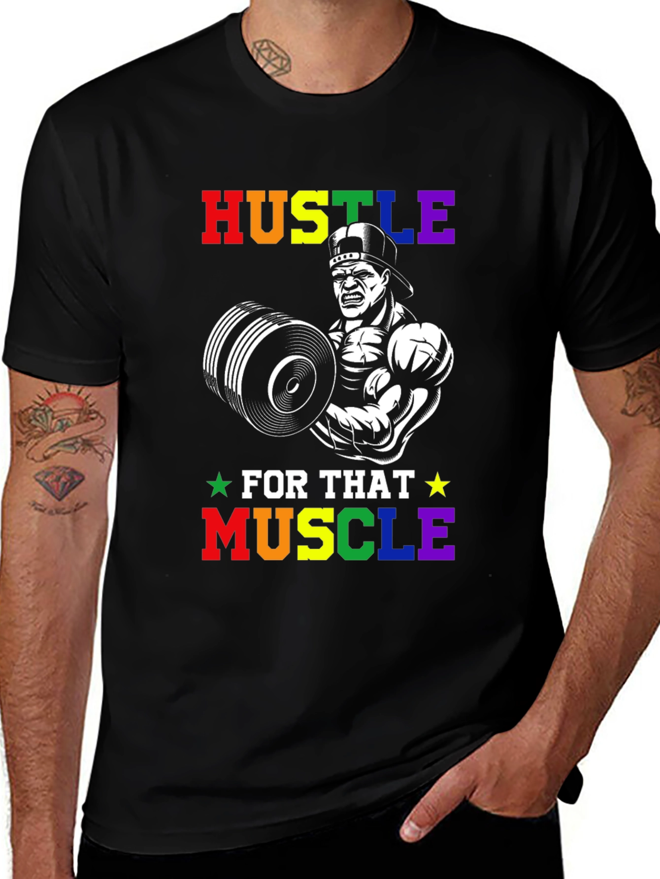 Hustle For That Muscle Weightlifting Graphic Tee