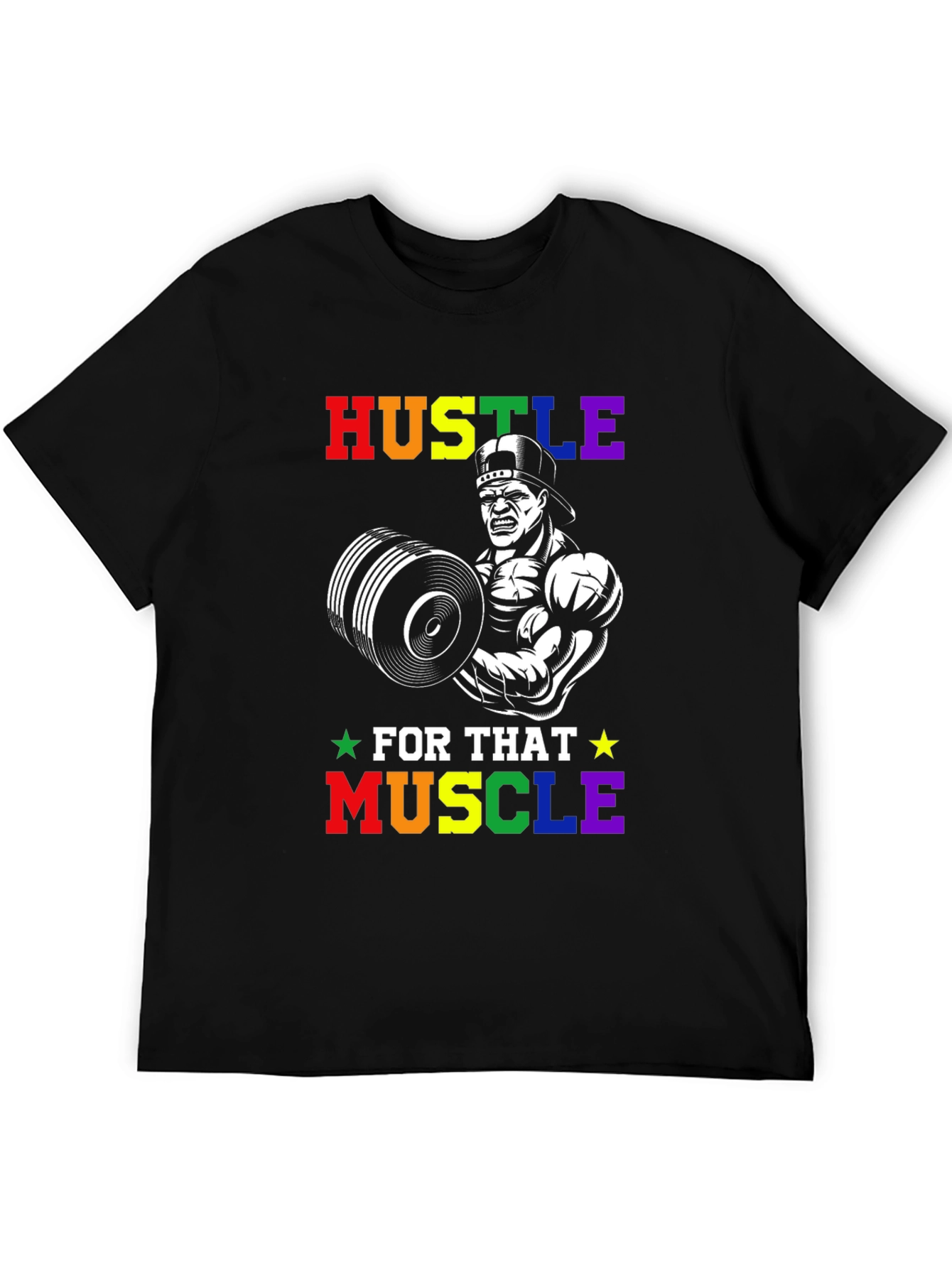 Hustle For That Muscle Weightlifting Graphic Tee