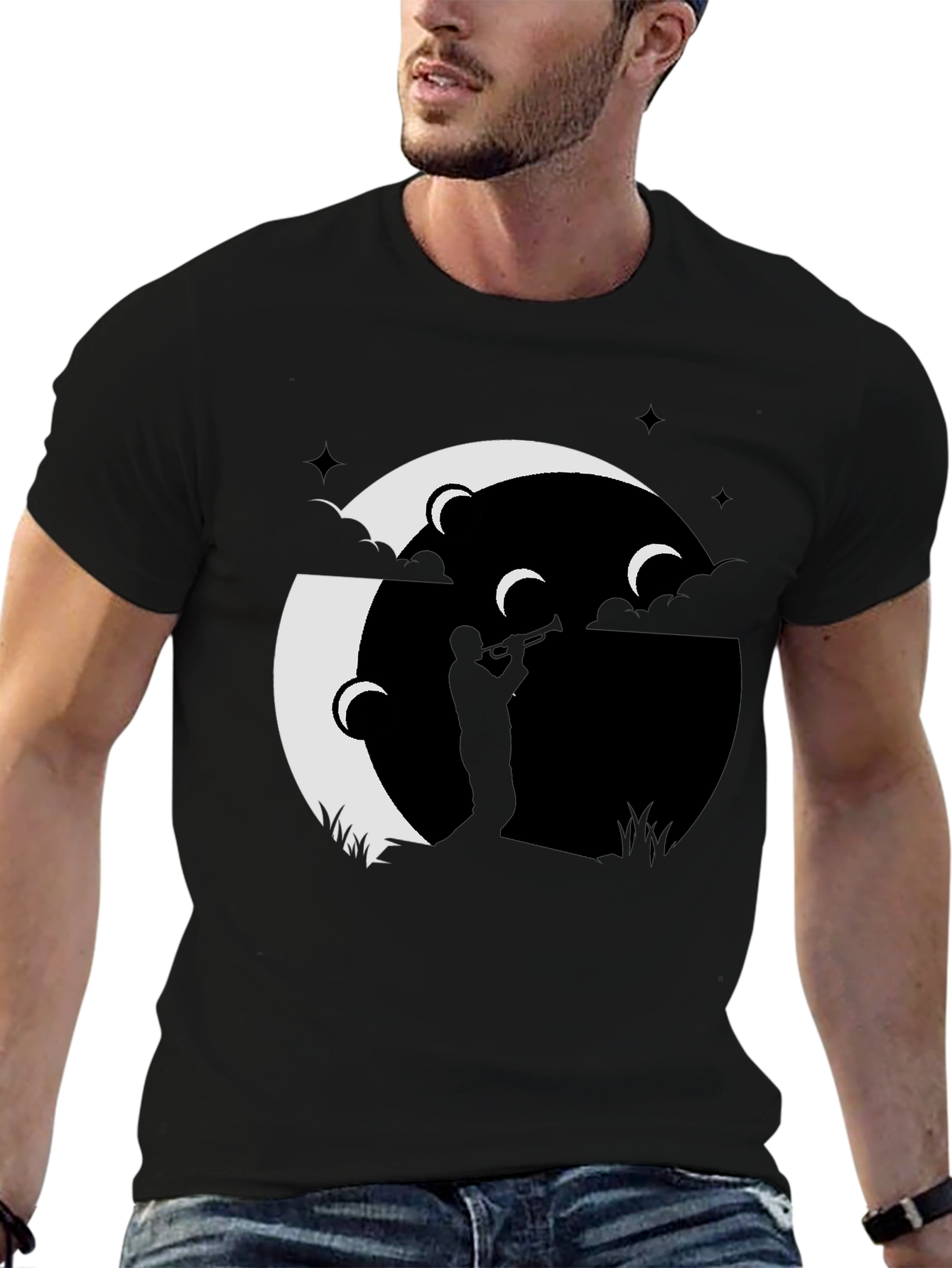 Moonlight Jazz Trumpet Player Graphic Tee