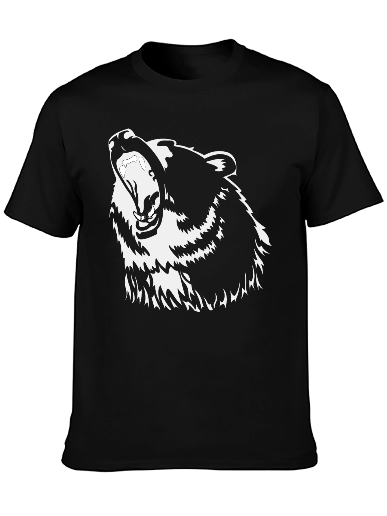 Grizzly Bear Graphic Print Black T-Shirt