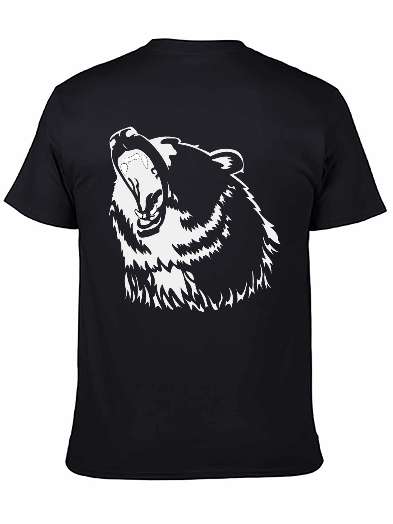 Grizzly Bear Graphic Print Black T-Shirt