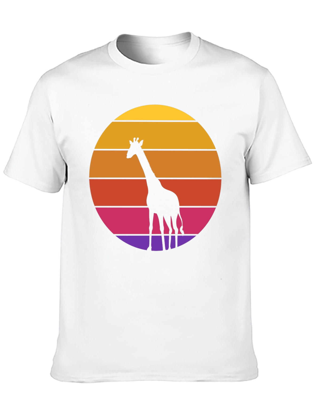 Giraffe Sunset Graphic T-Shirt - Black