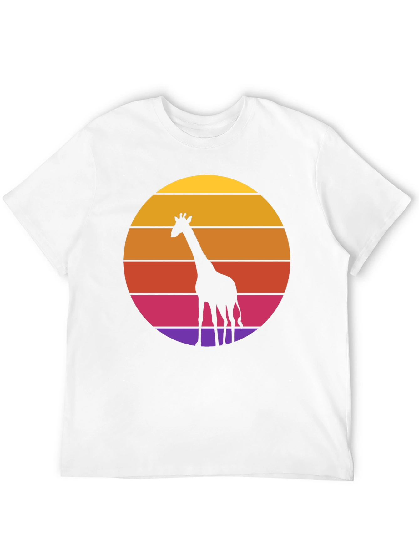 Giraffe Sunset Graphic T-Shirt - Black