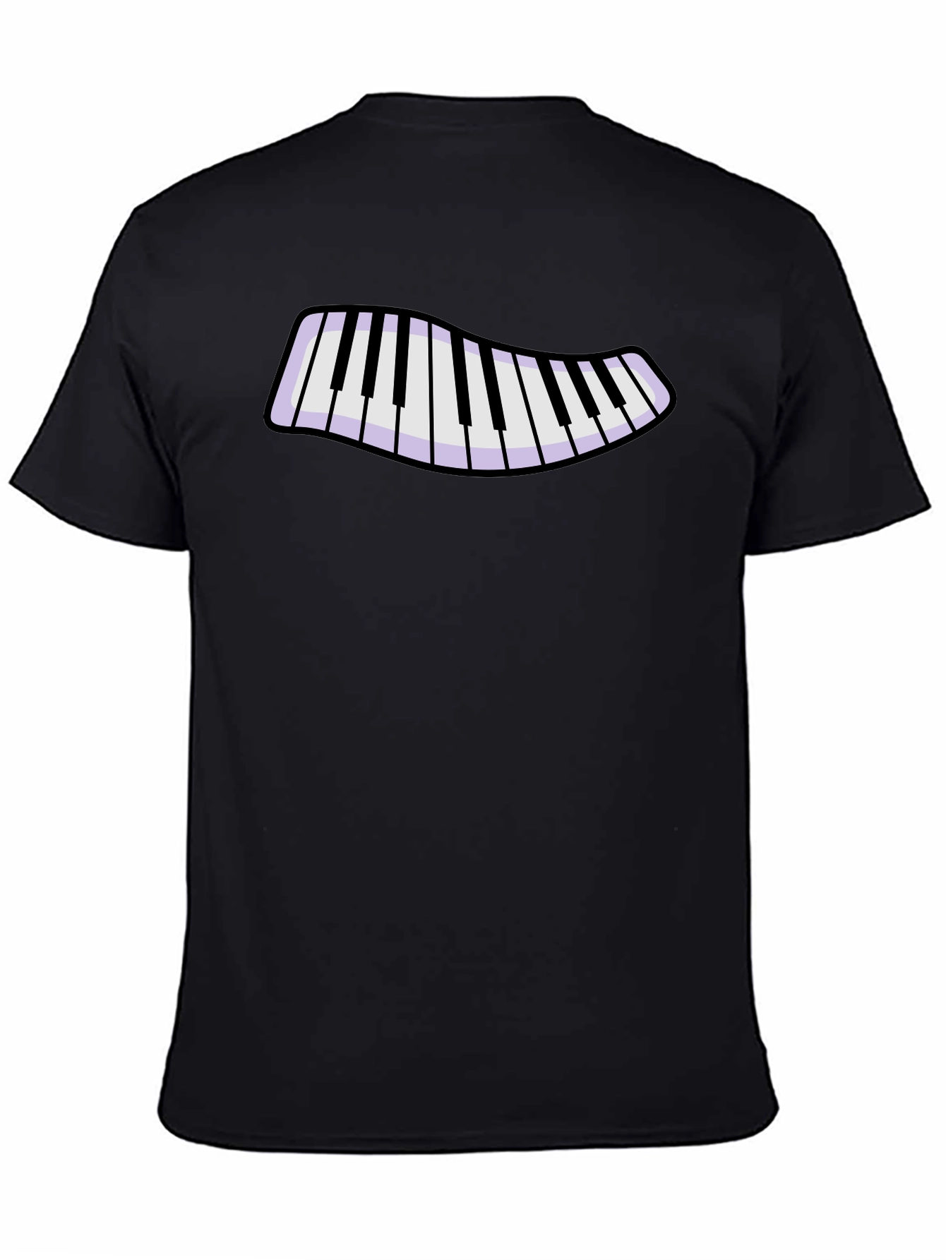 Piano Keys Graphic T-Shirt - Black Cotton Blend