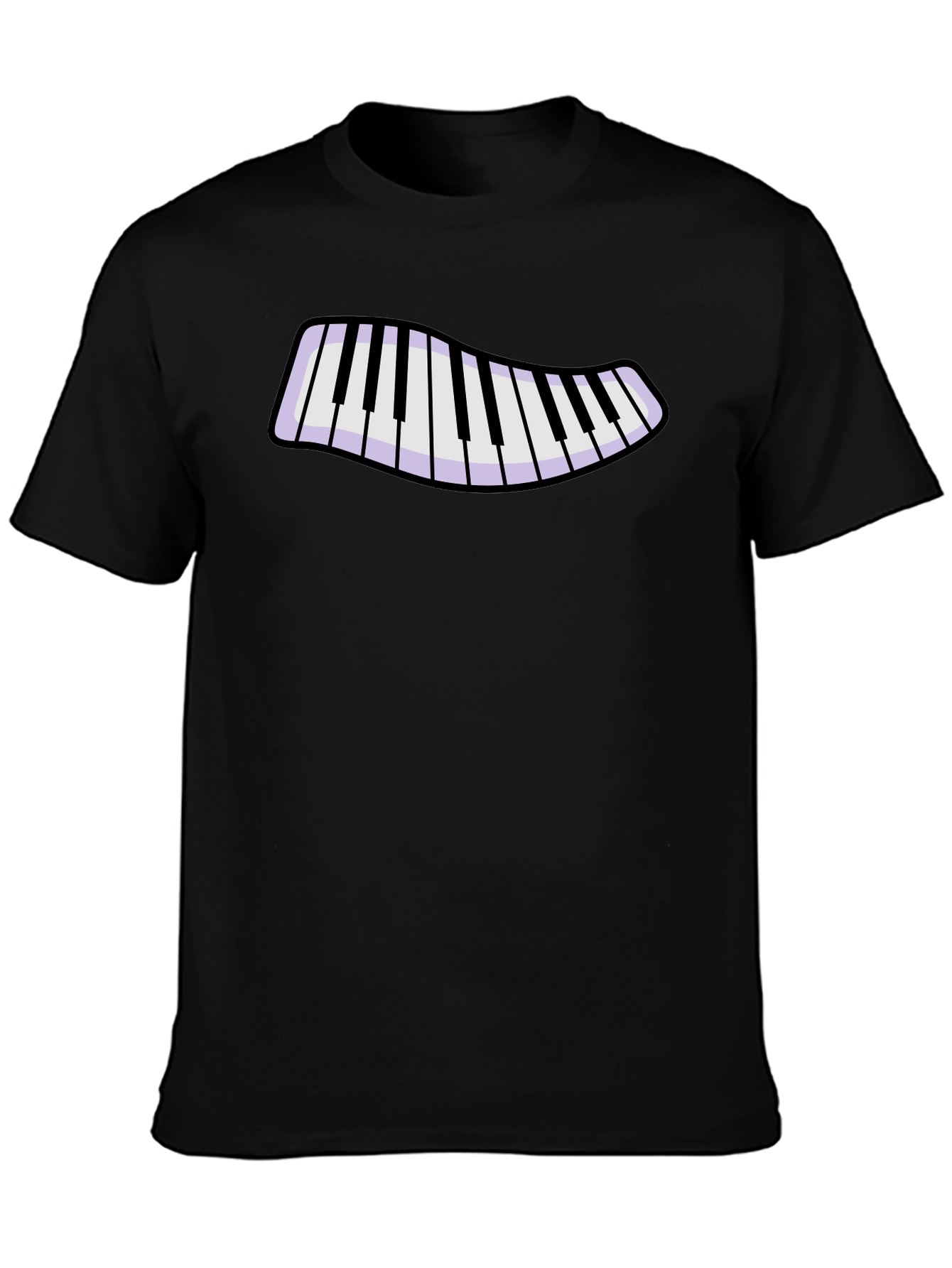 Piano Keys Graphic T-Shirt - Black Cotton Blend
