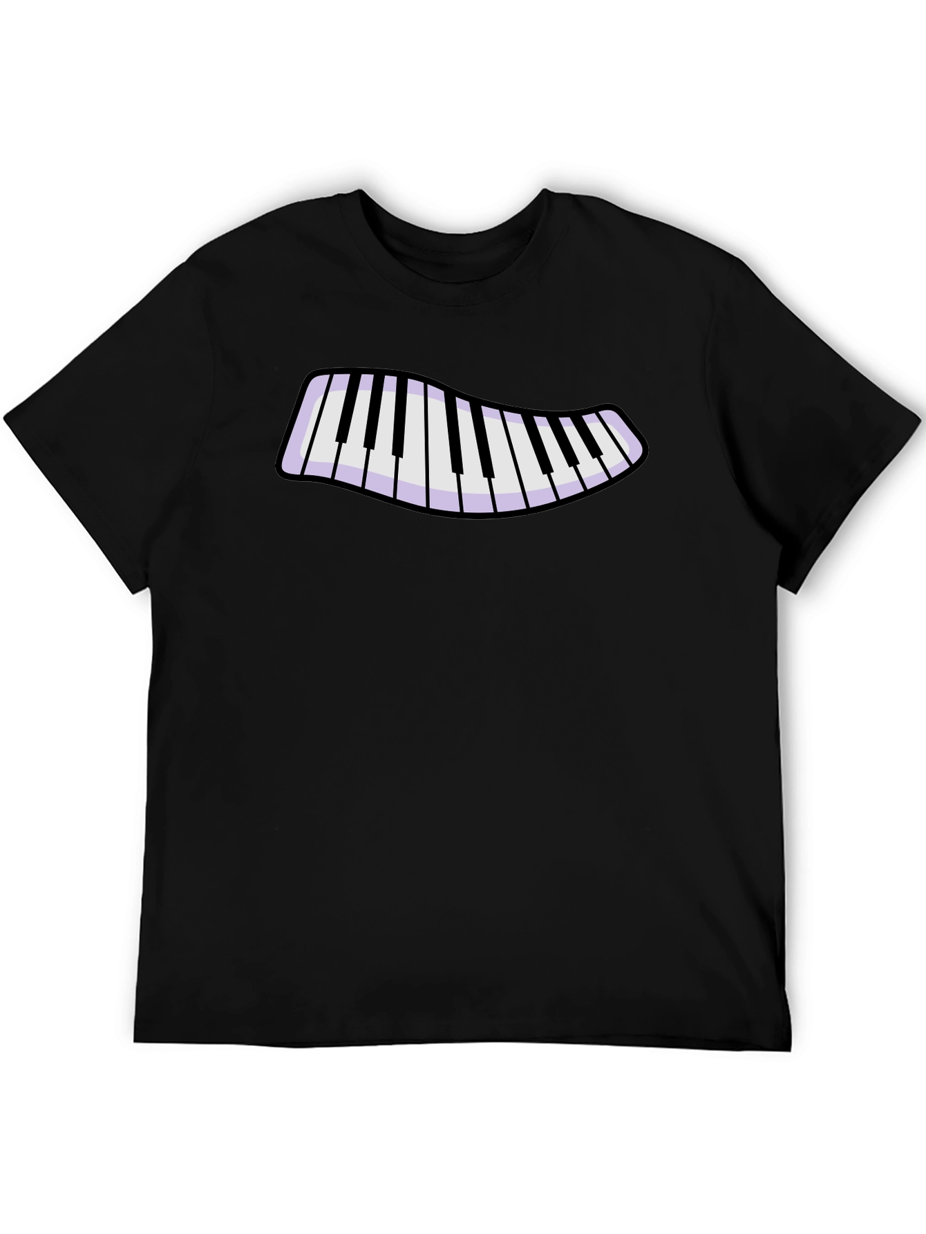 Piano Keys Graphic T-Shirt - Black Cotton Blend