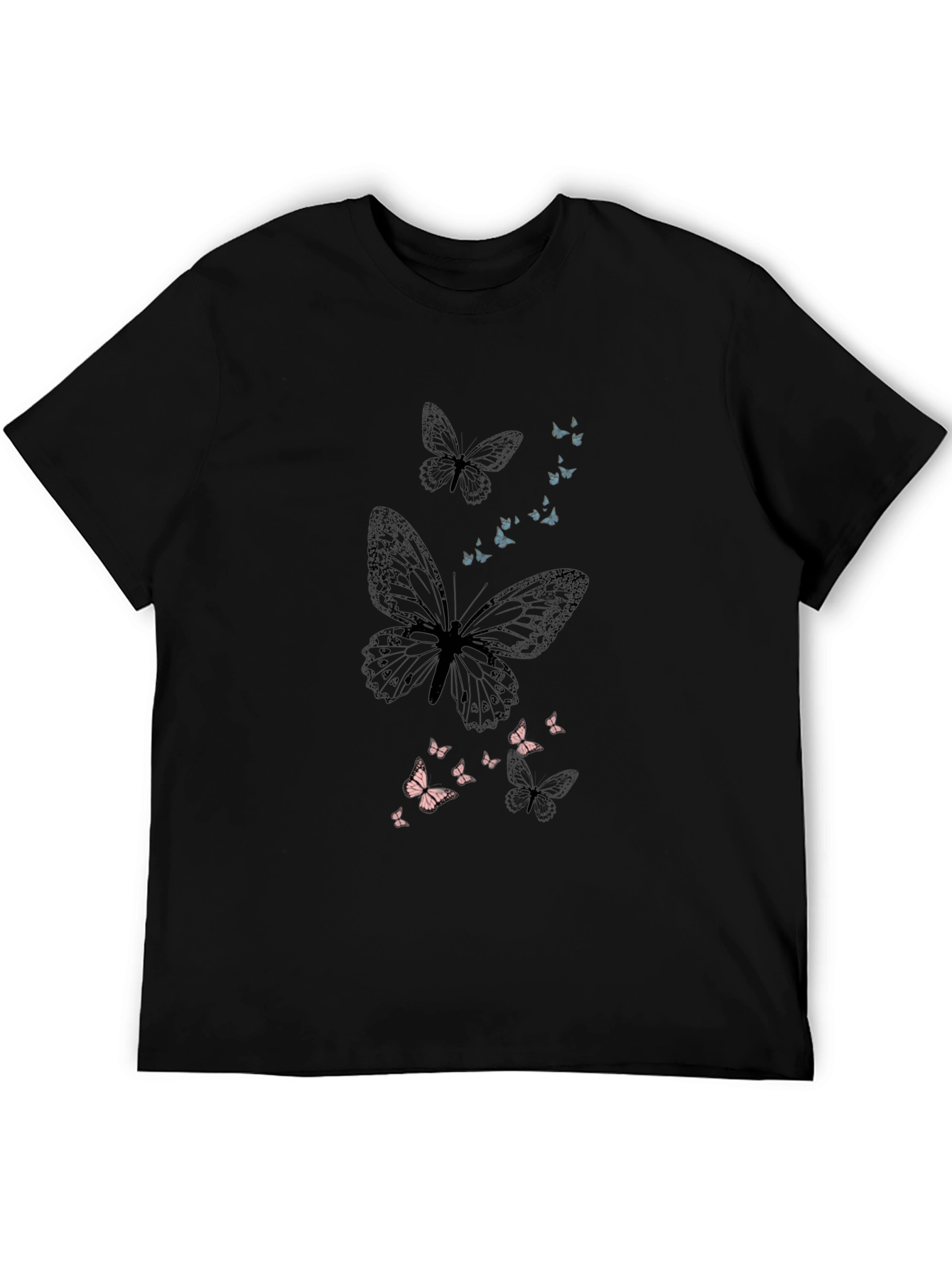Butterfly Print Mens Black T-Shirt
