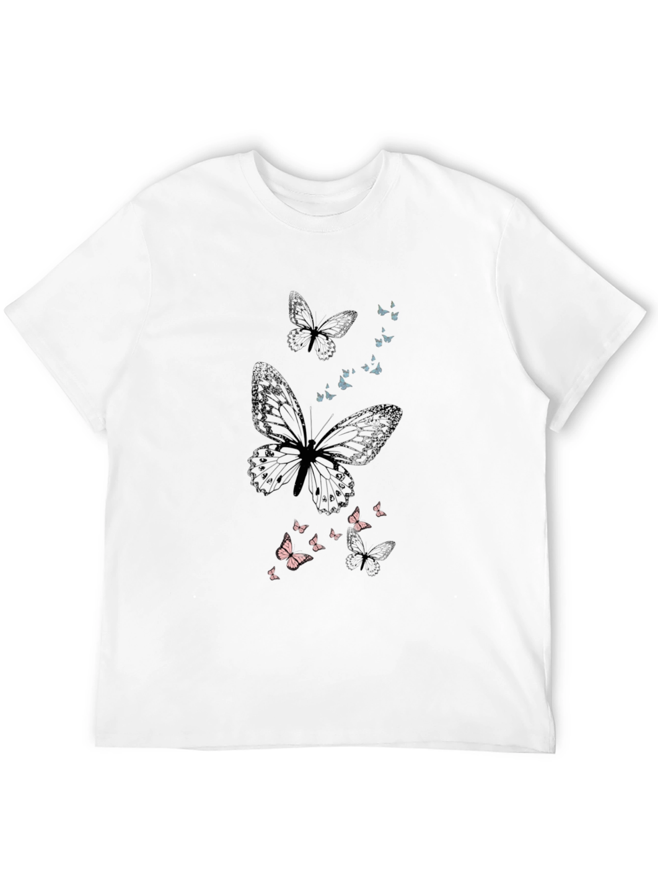 Butterfly Print Mens Black T-Shirt