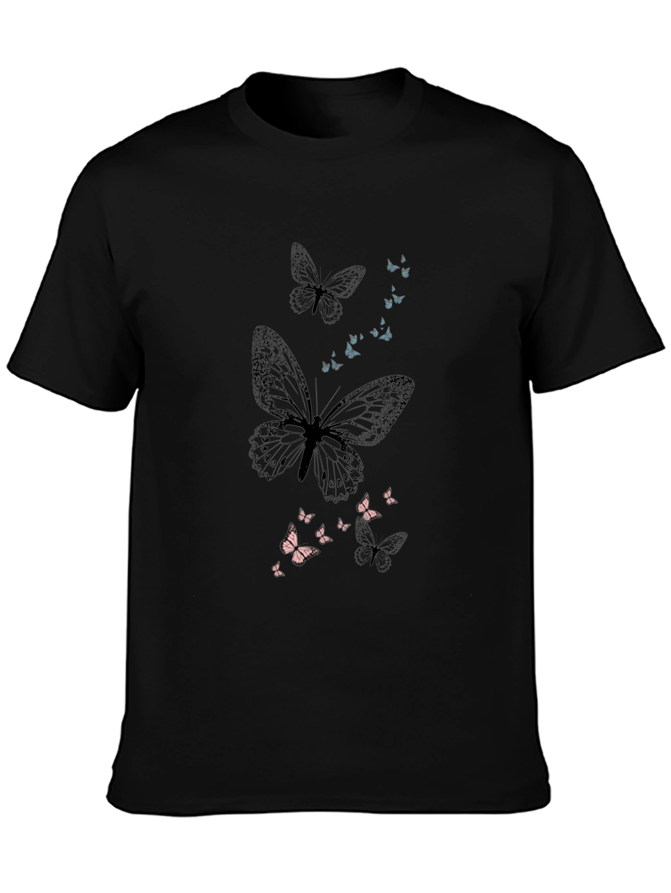 Butterfly Print Mens Black T-Shirt