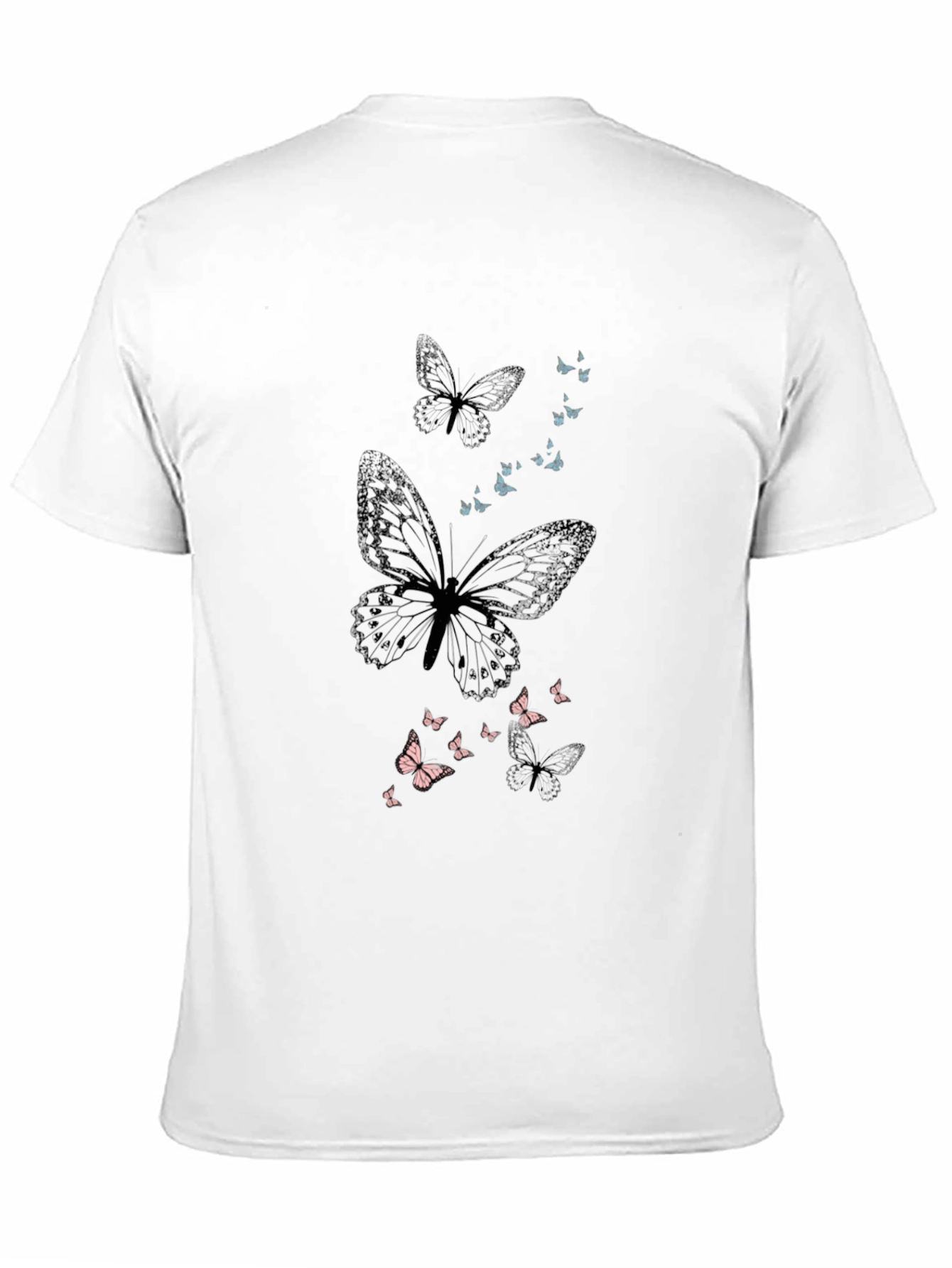 Butterfly Print Mens Black T-Shirt