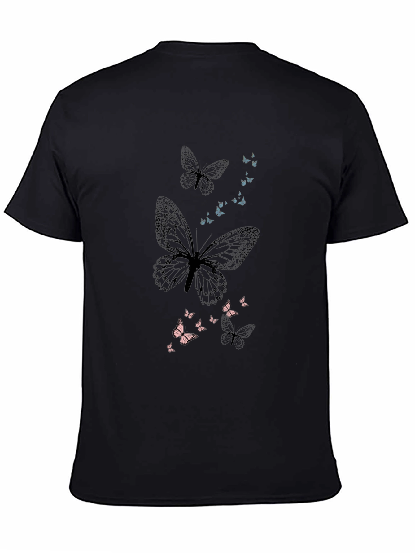 Butterfly Print Mens Black T-Shirt