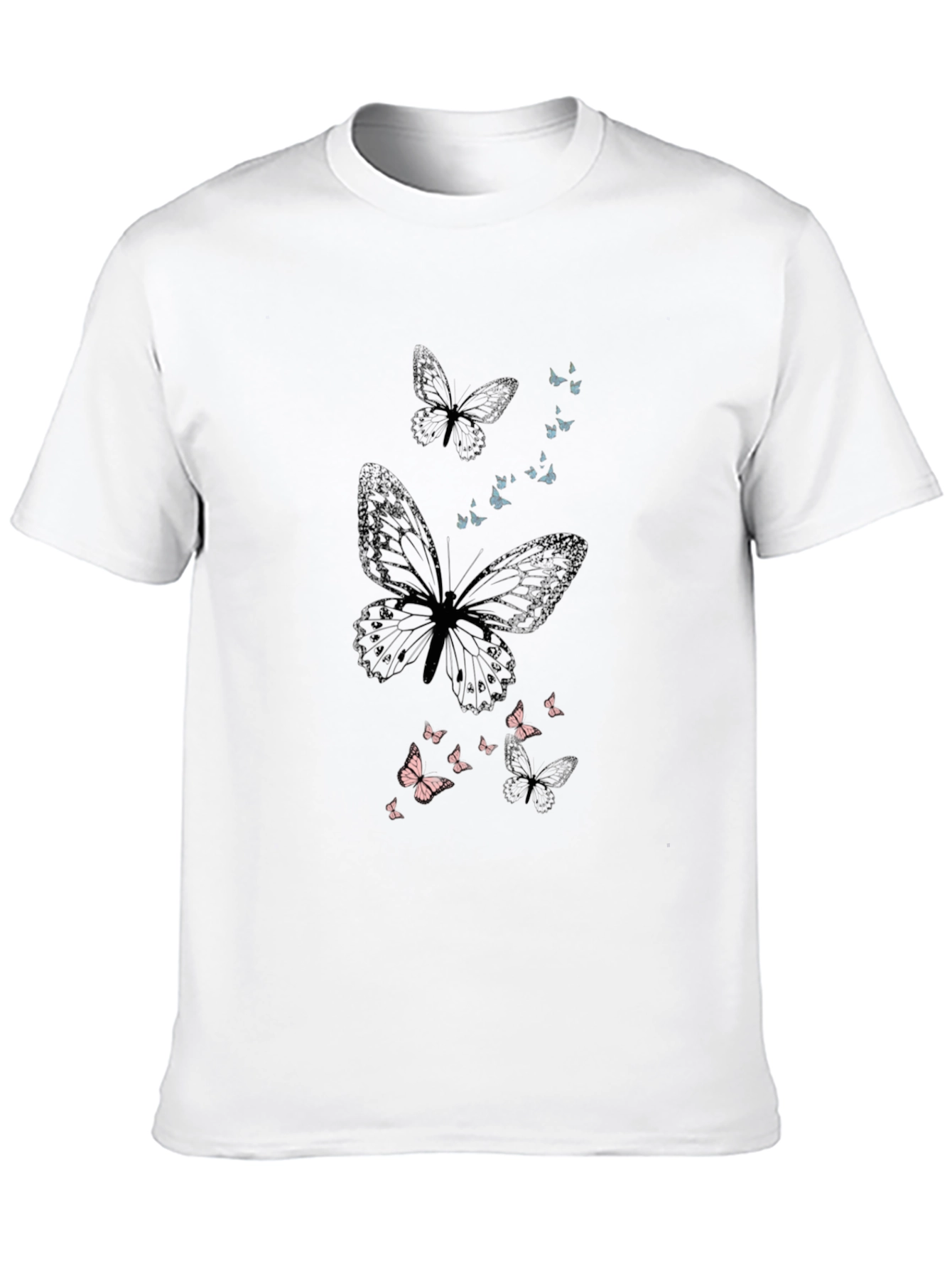 Butterfly Print Mens Black T-Shirt