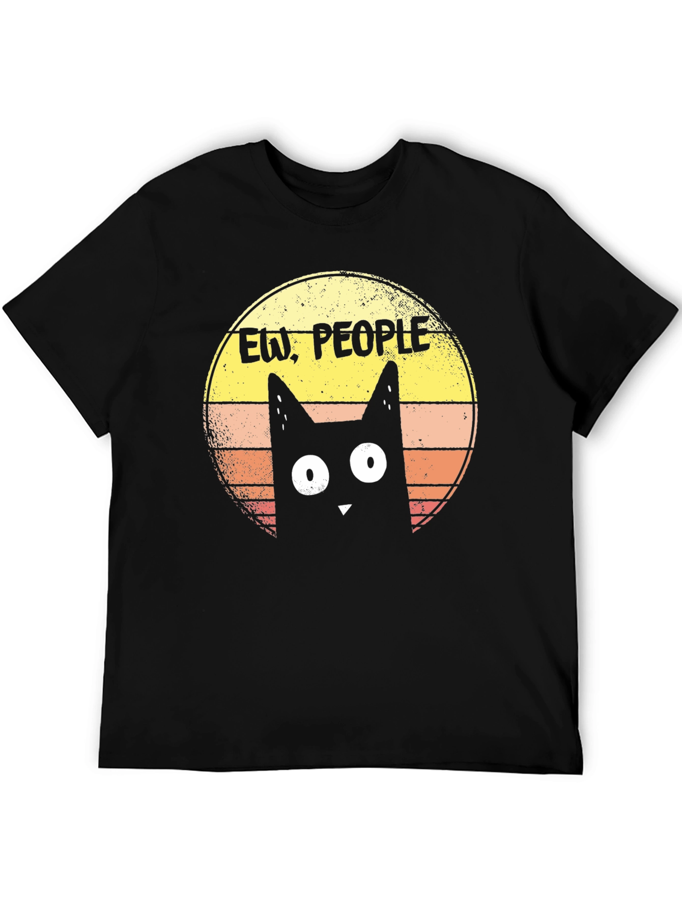 Ew People Cat Graphic Tee - Black Cotton T-Shirt