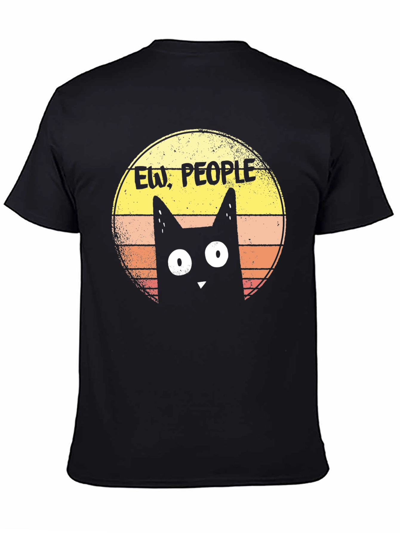 Ew People Cat Graphic Tee - Black Cotton T-Shirt