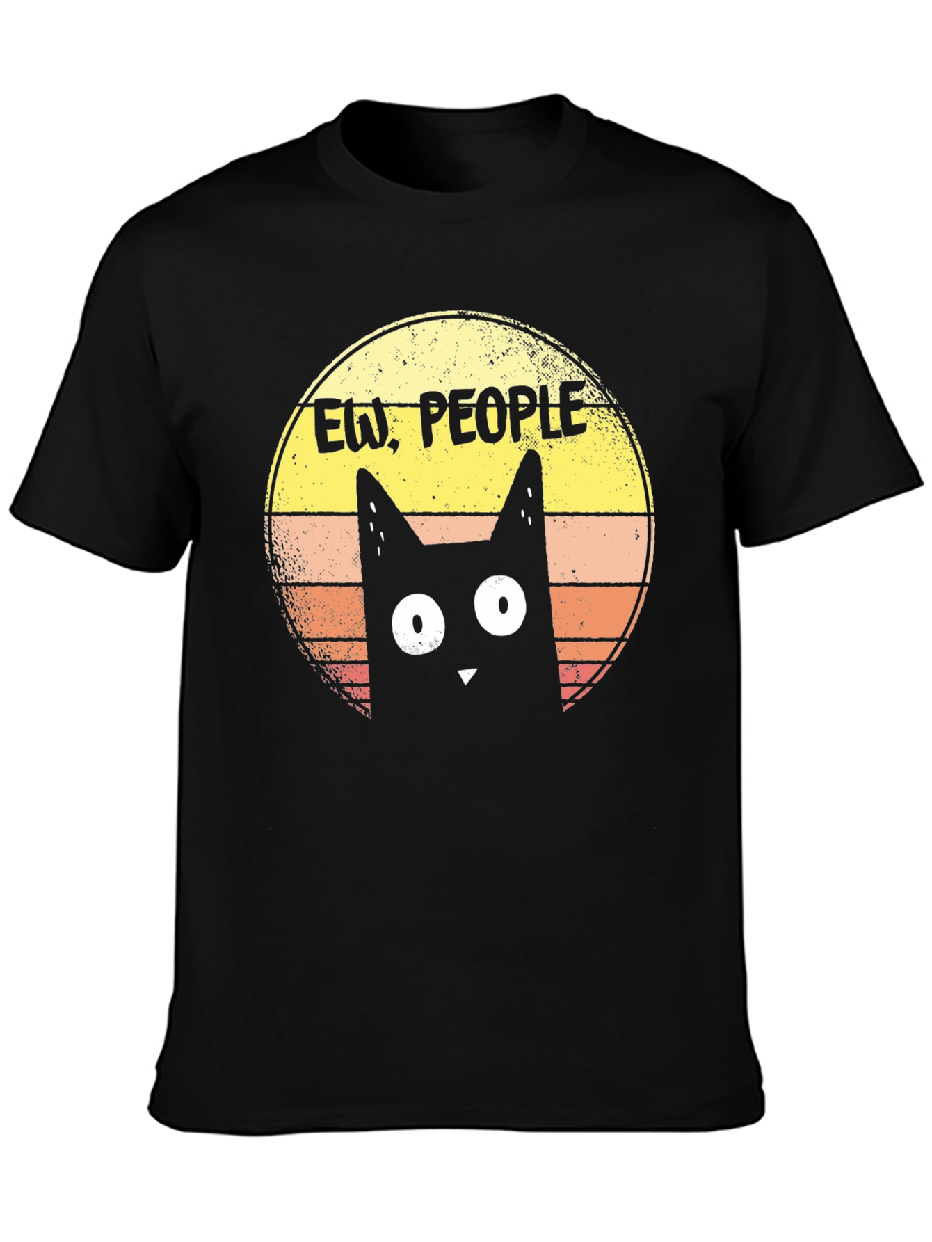 Ew People Cat Graphic Tee - Black Cotton T-Shirt