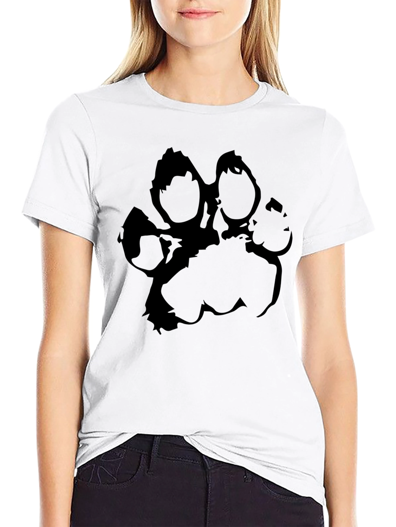 Black Paw Print T-Shirt - Casual Graphic Tee