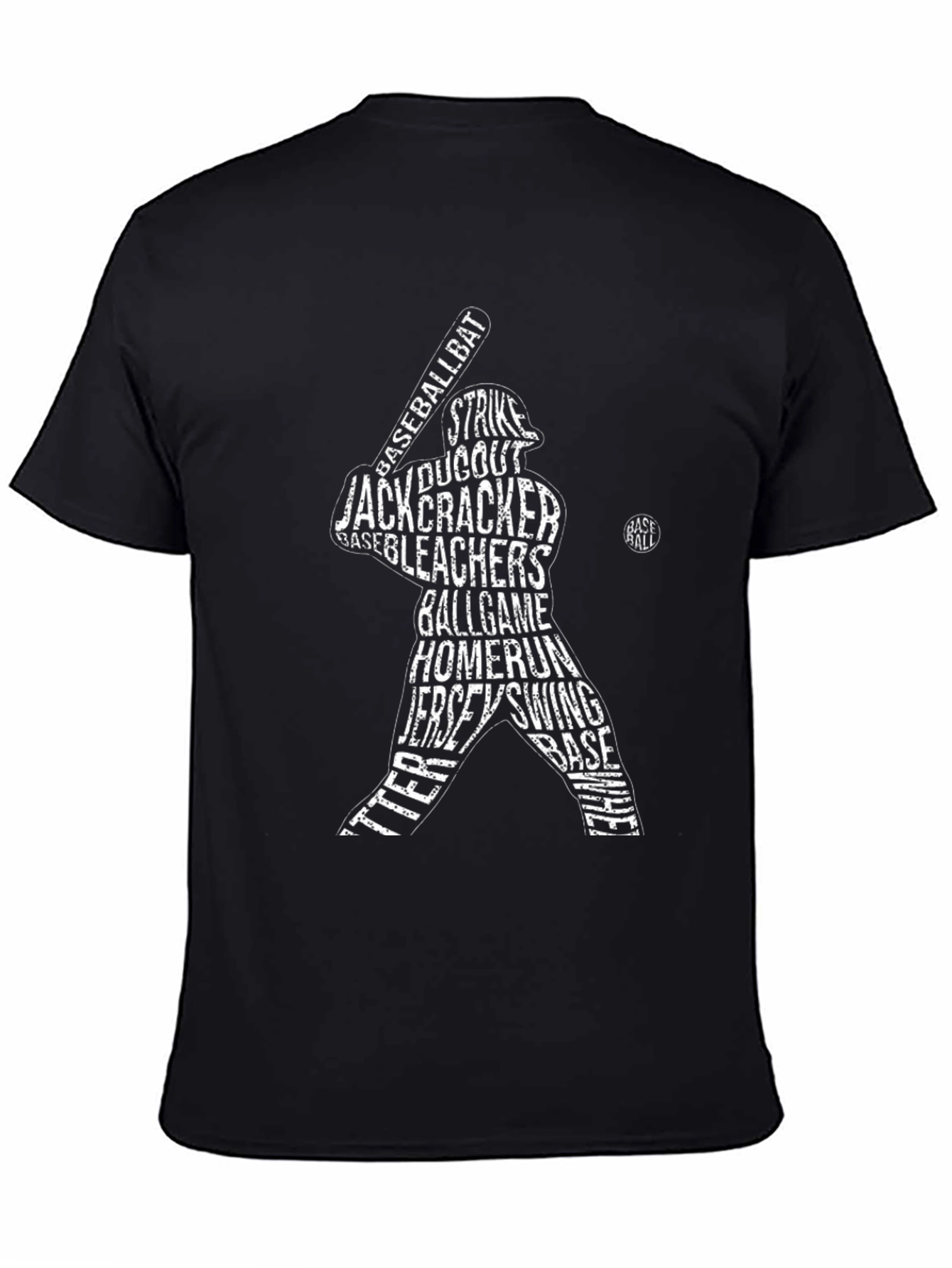 Baseball Word Art Black T-Shirt