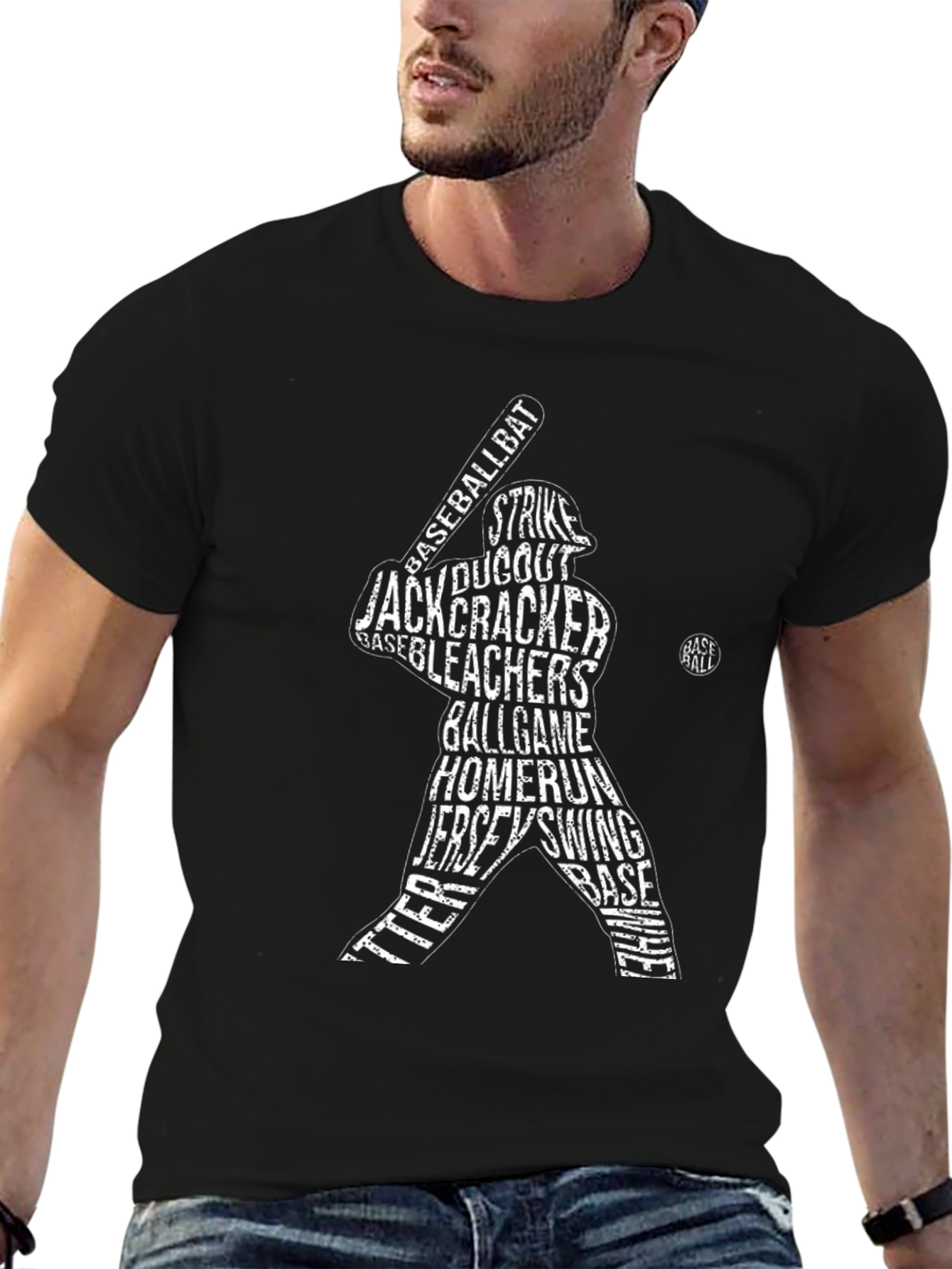 Baseball Word Art Black T-Shirt