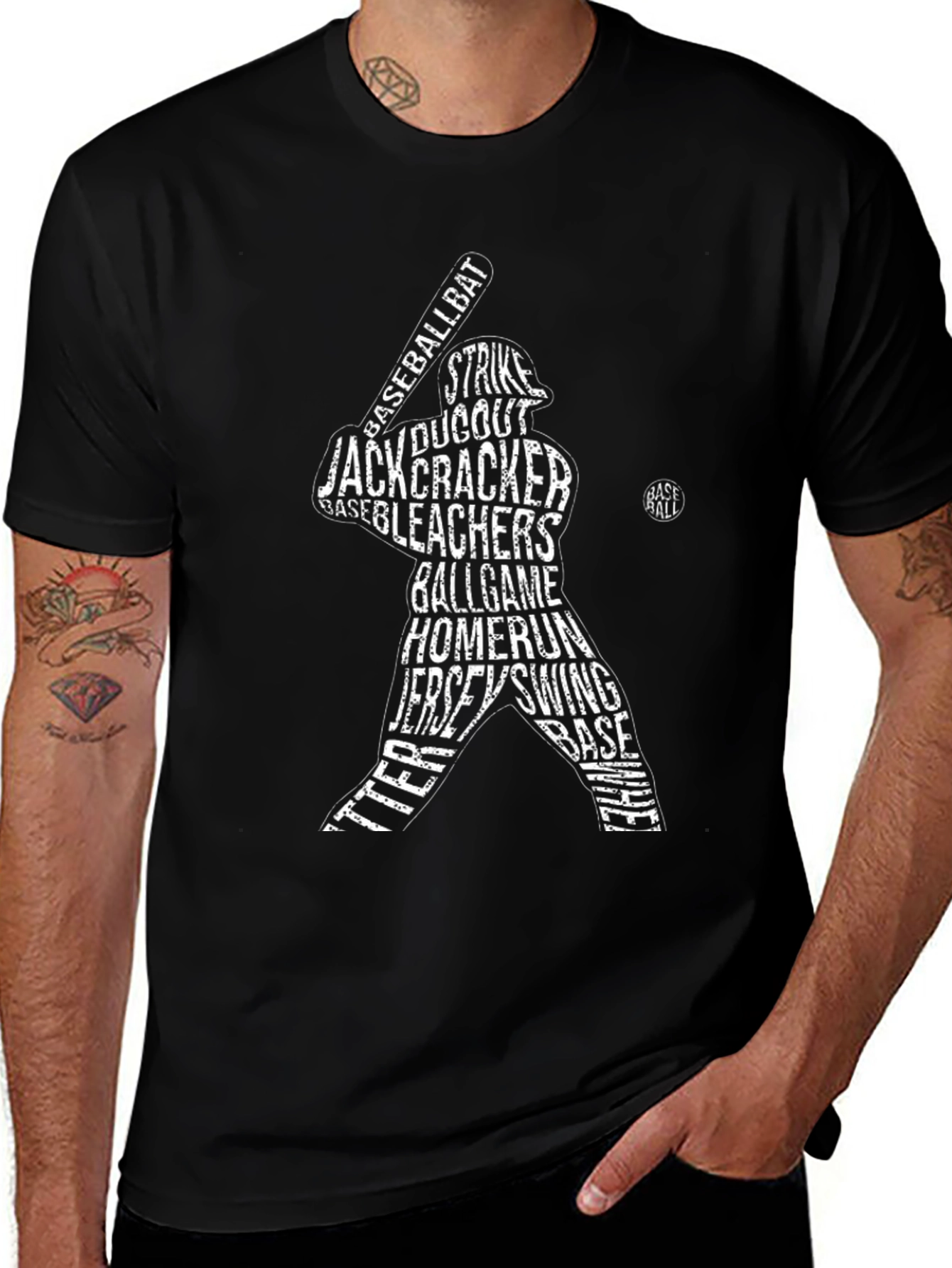 Baseball Word Art Black T-Shirt