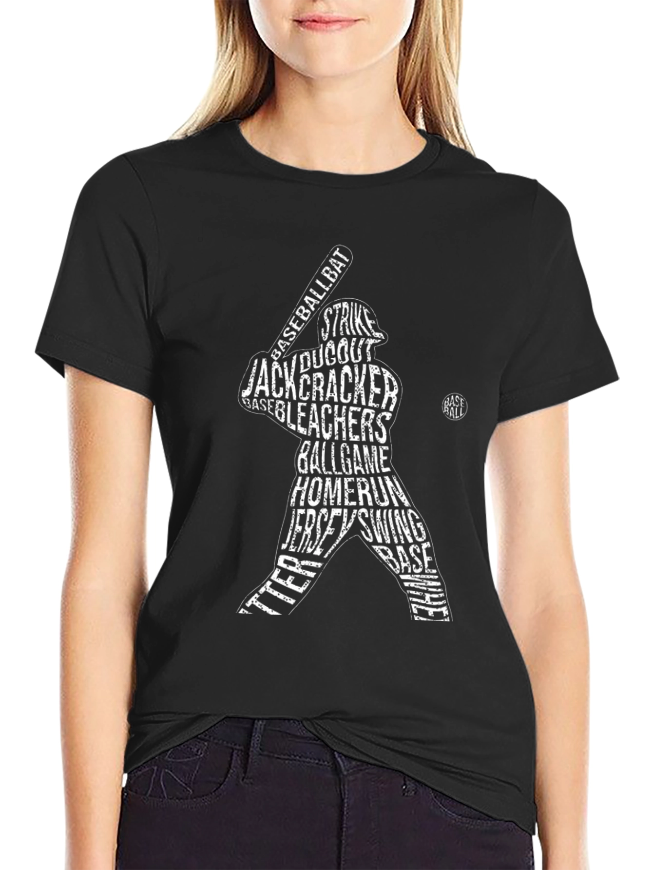 Baseball Word Art Black T-Shirt
