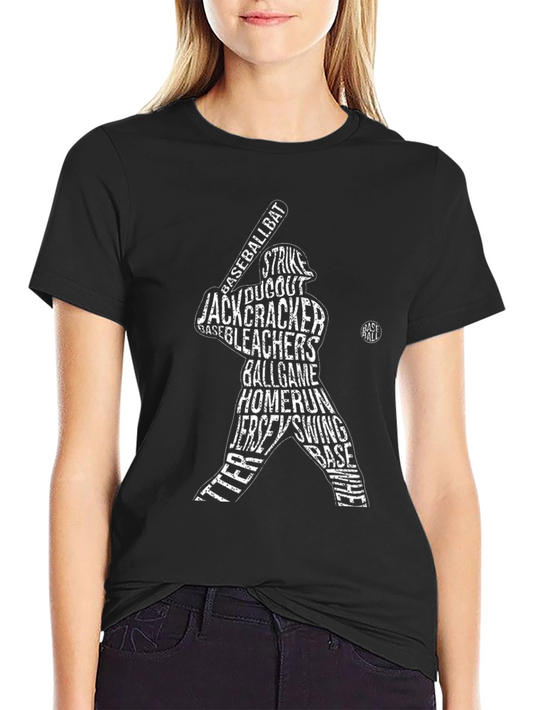 Baseball Word Art Black T-Shirt