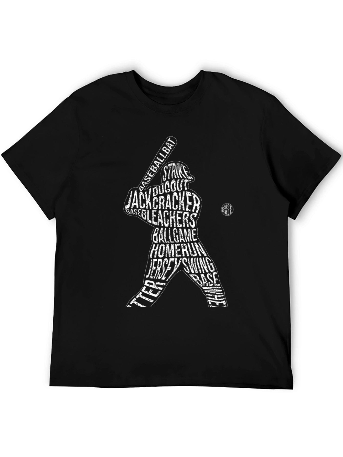 Baseball Word Art Black T-Shirt